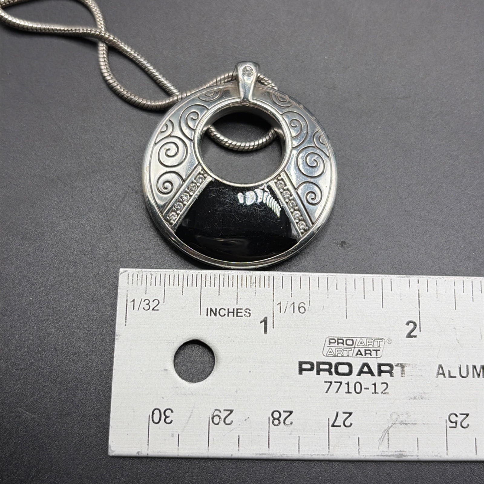 Brighton Shadow Play Reversible Pendant Necklace Silver/Gold Black Enamel 16-18”