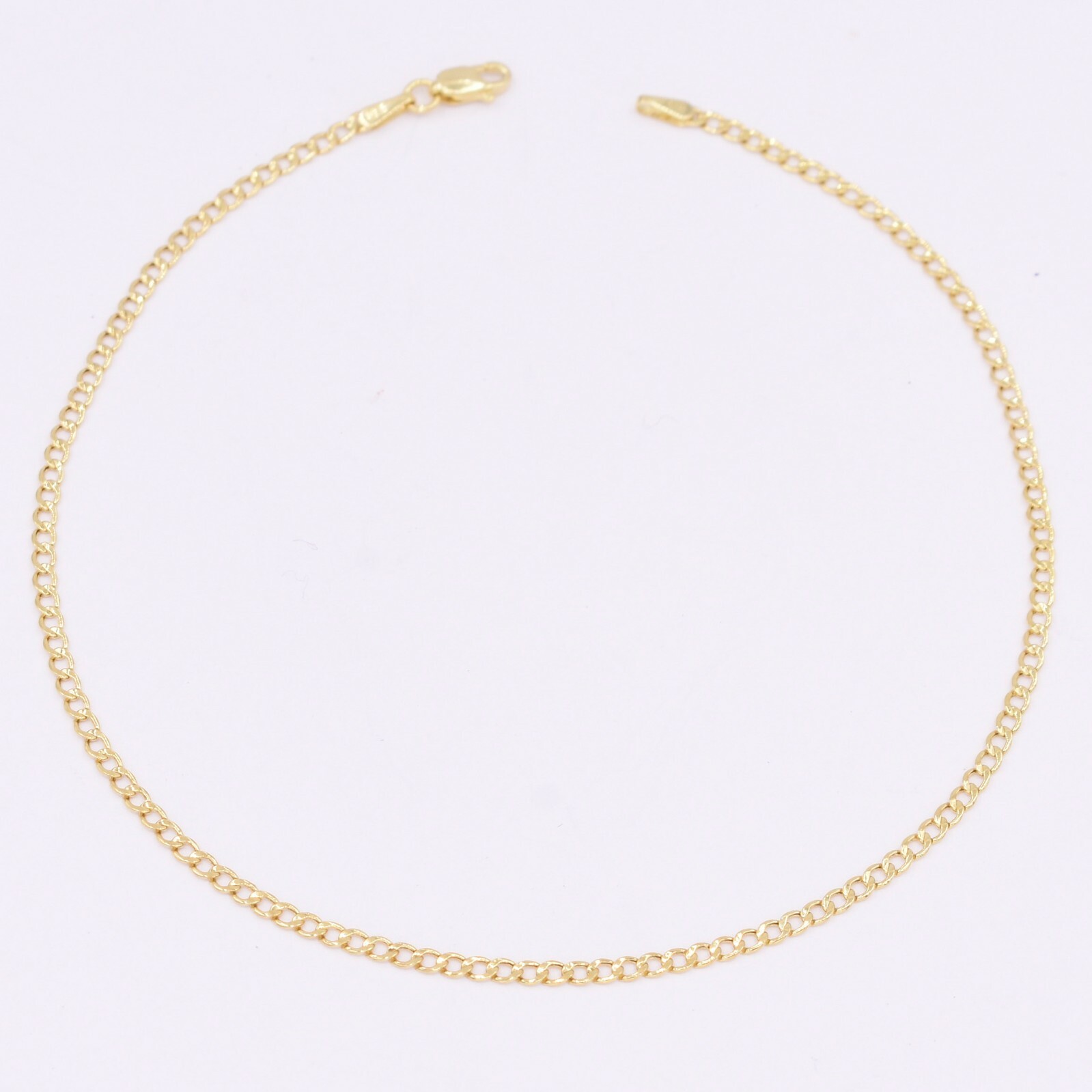 2.2mm Miami Curb Cuban Chain Bracelet Real 10K Yellow Gold 7″