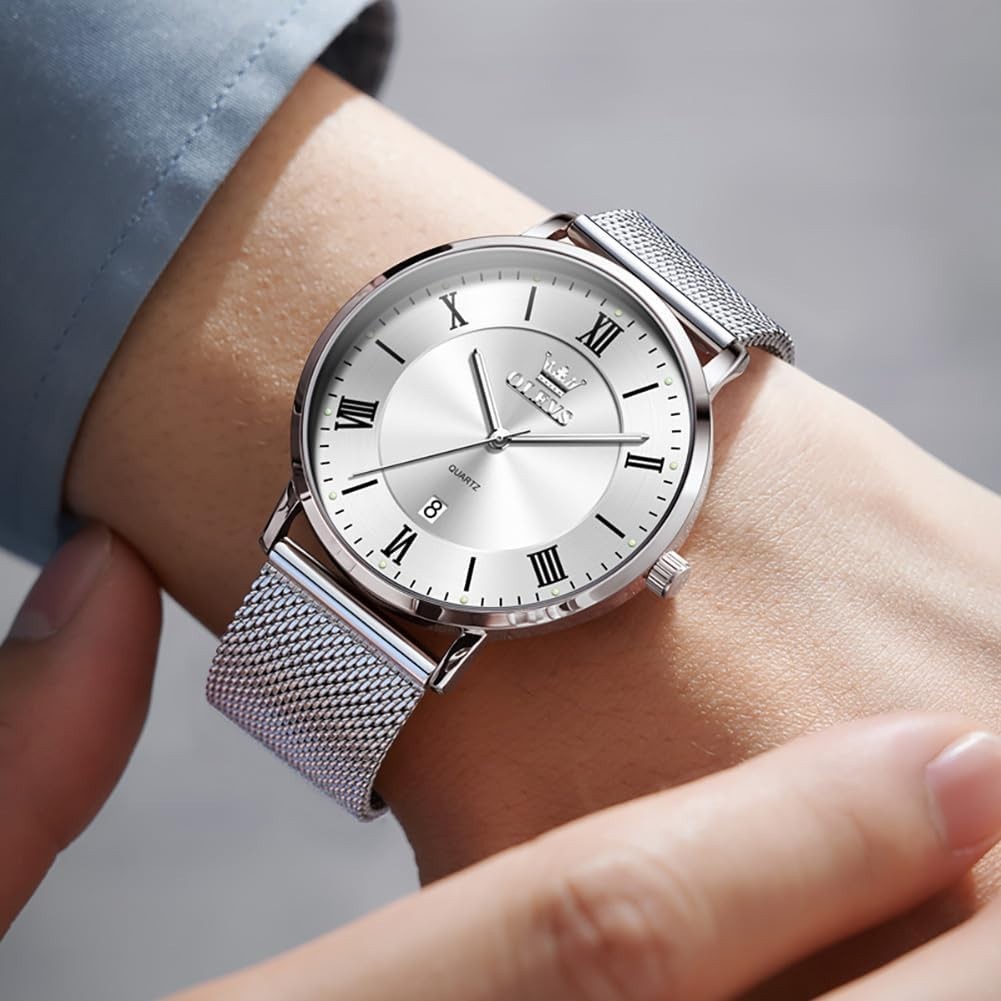 Stainless Steel Men’s Quartz Watch with Day-Date – Casual & Business Style
