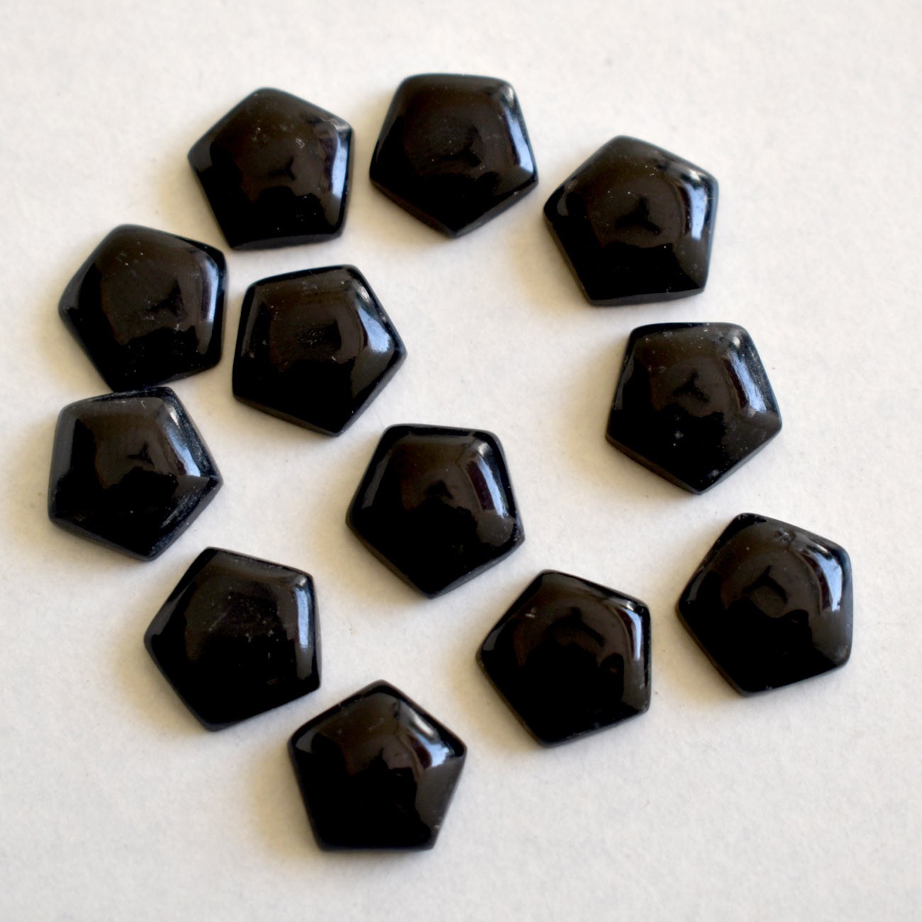 Natural Black Onyx Pentagon Cabochon 10mm To 25mm Loose Gemstone