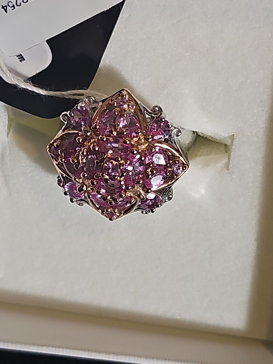 Gems En Vogue 5.12 Ctw Palladium Silver Multi Stone Pink Sapphire Ring Size 8