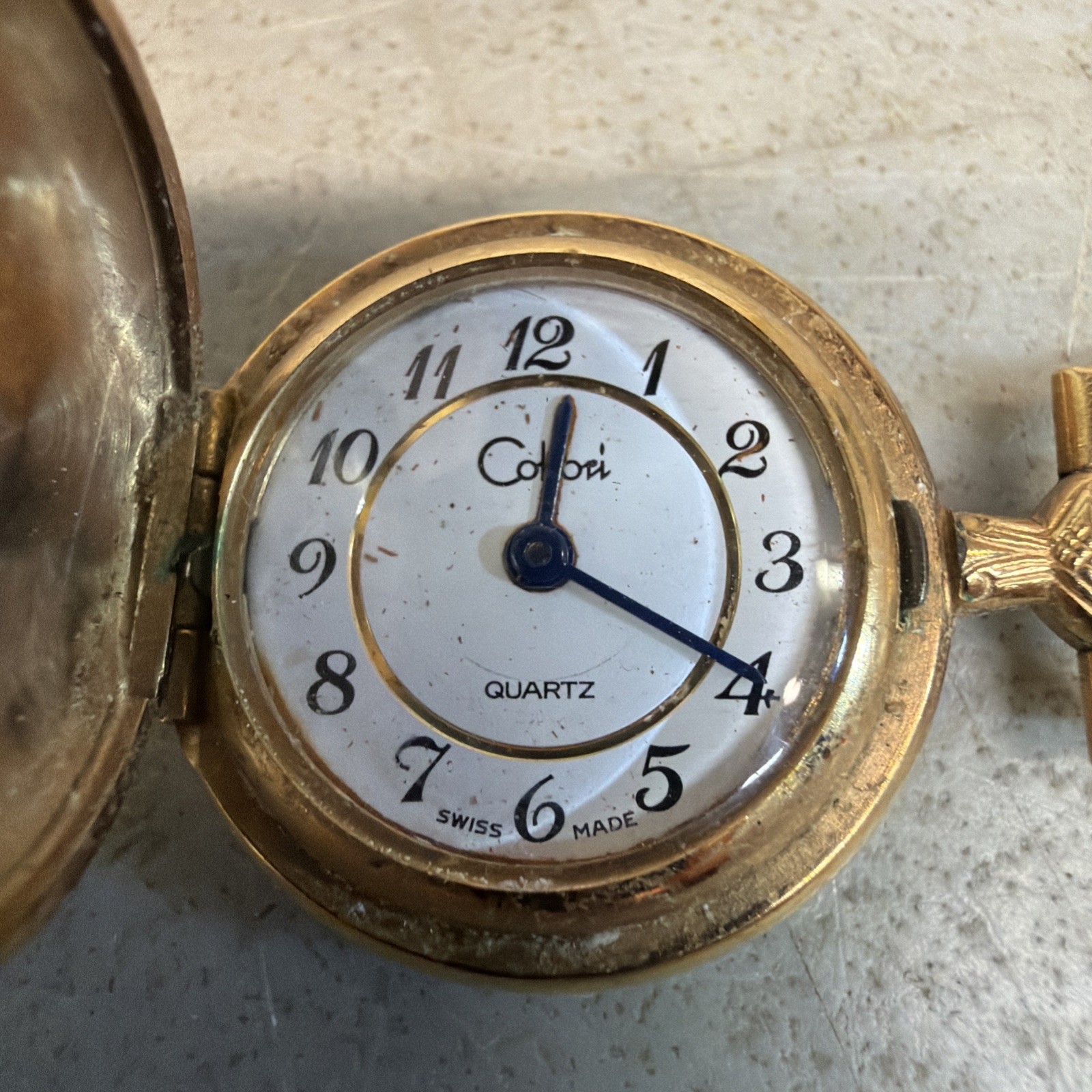 Colibri Pocket Watch Quartz Small Gold Tone Needs Battery