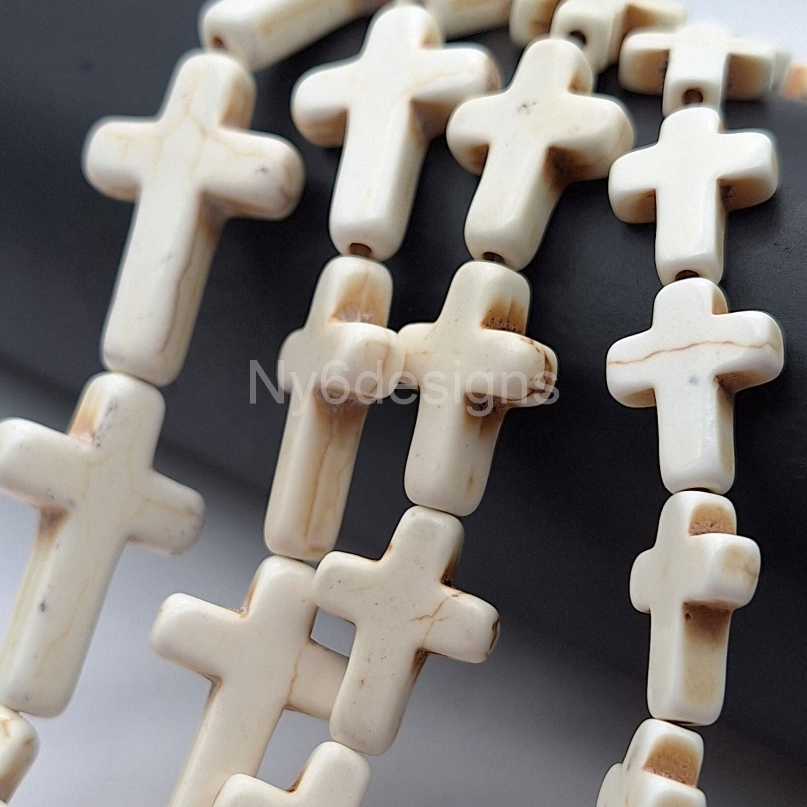 White Cross Bead Turquoise Howlite Magnesite Cross Loose Beads 15″ Wholesales