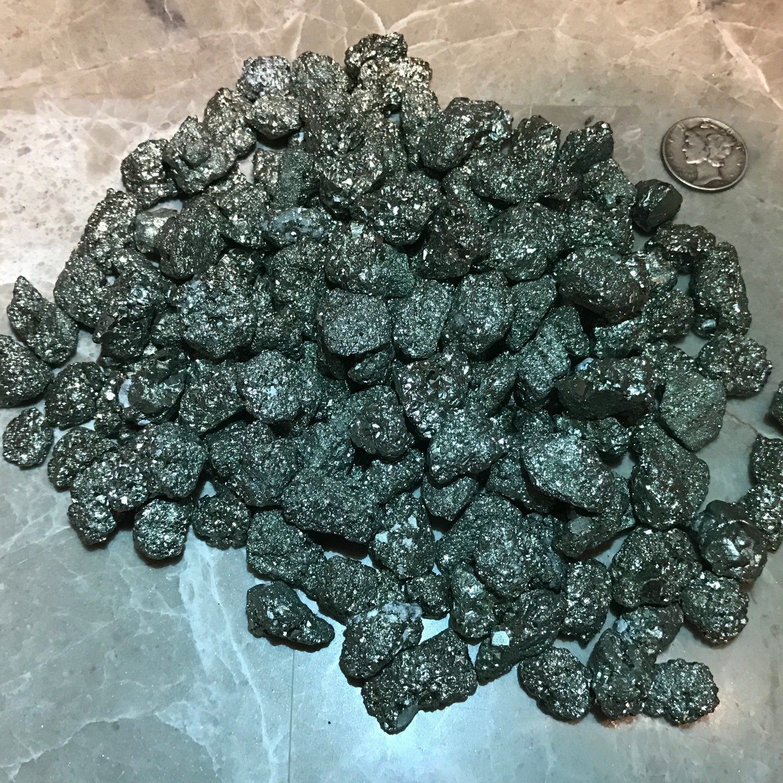 (1/2) POUND NATURAL SMALL PYRITE CRYSTAL CLUSTERS ~ 75 PIECES