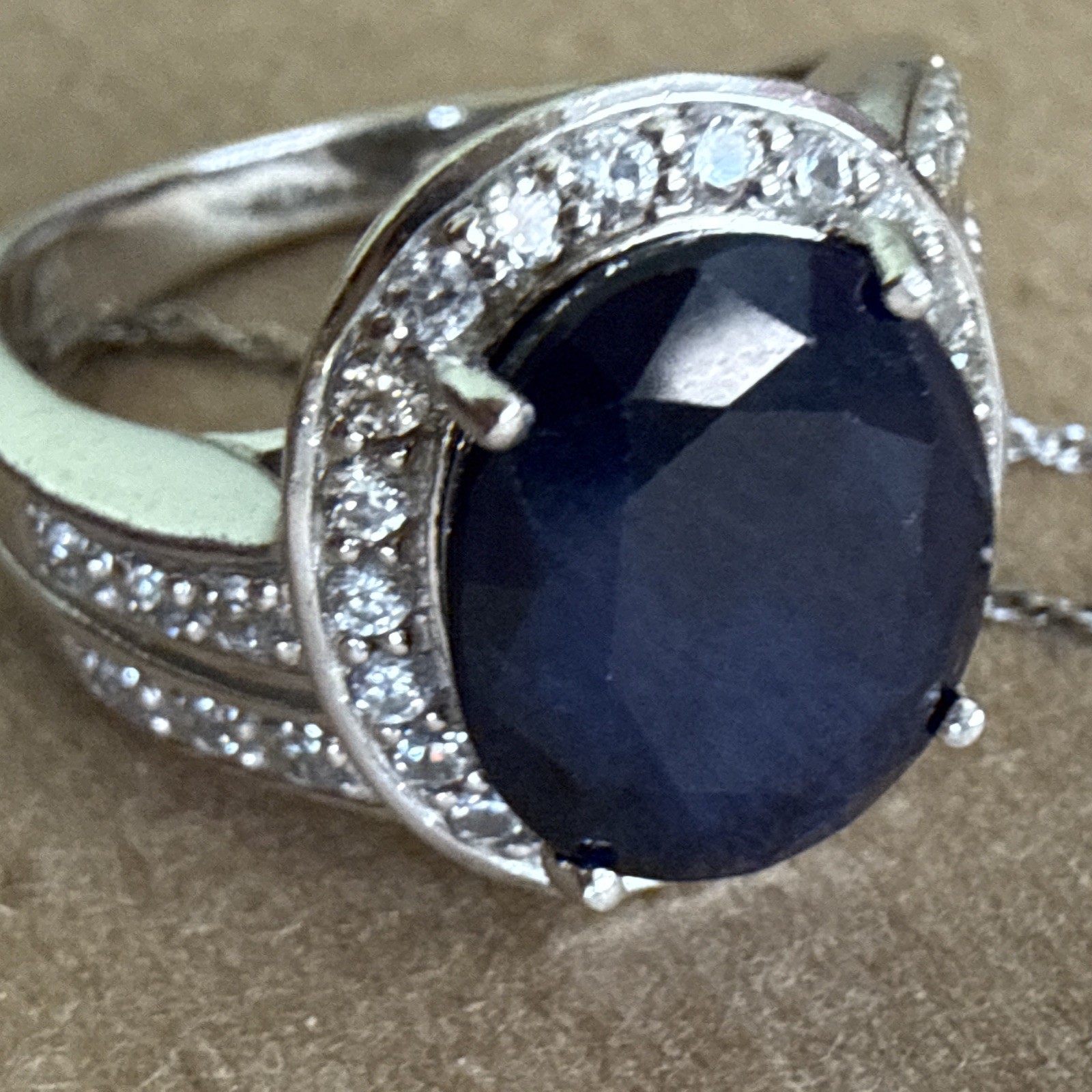 925 Lot Of 2 Jewelry Silver Necklace Pendant With Chain & Ring Blue Stone Stamp