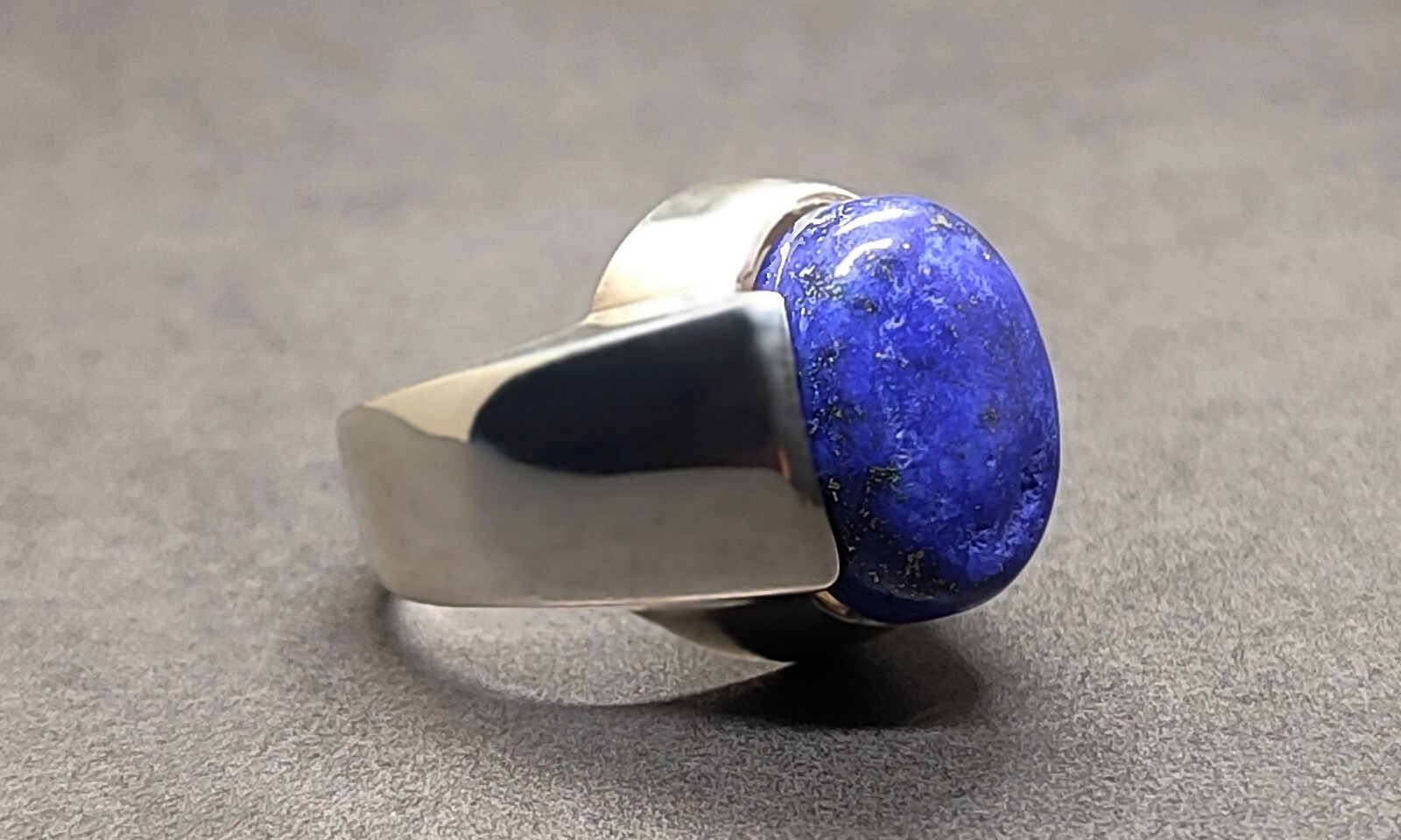Natural 12 Carat Blue Lapis Lazuli Sterling Silver 925 Handmade Mens Plain Ring