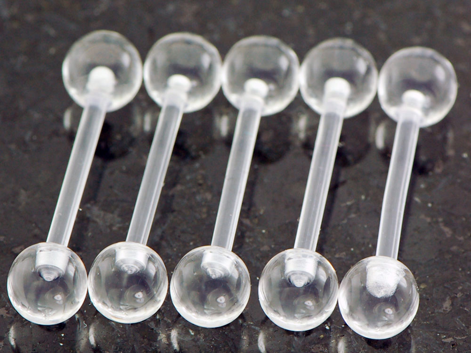 5 Pc 14g 5/8″ All Acrylic Ball Flexible Barbell Nipples Tongue Rings Retainers