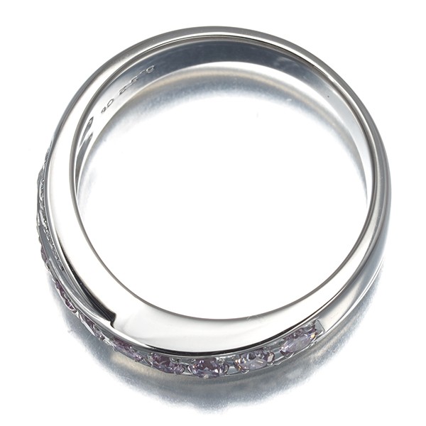 Auth Mikimoto Ring Pink &Clear Diamond 0.52ct CrossLine US6-6.25 950 Platinum