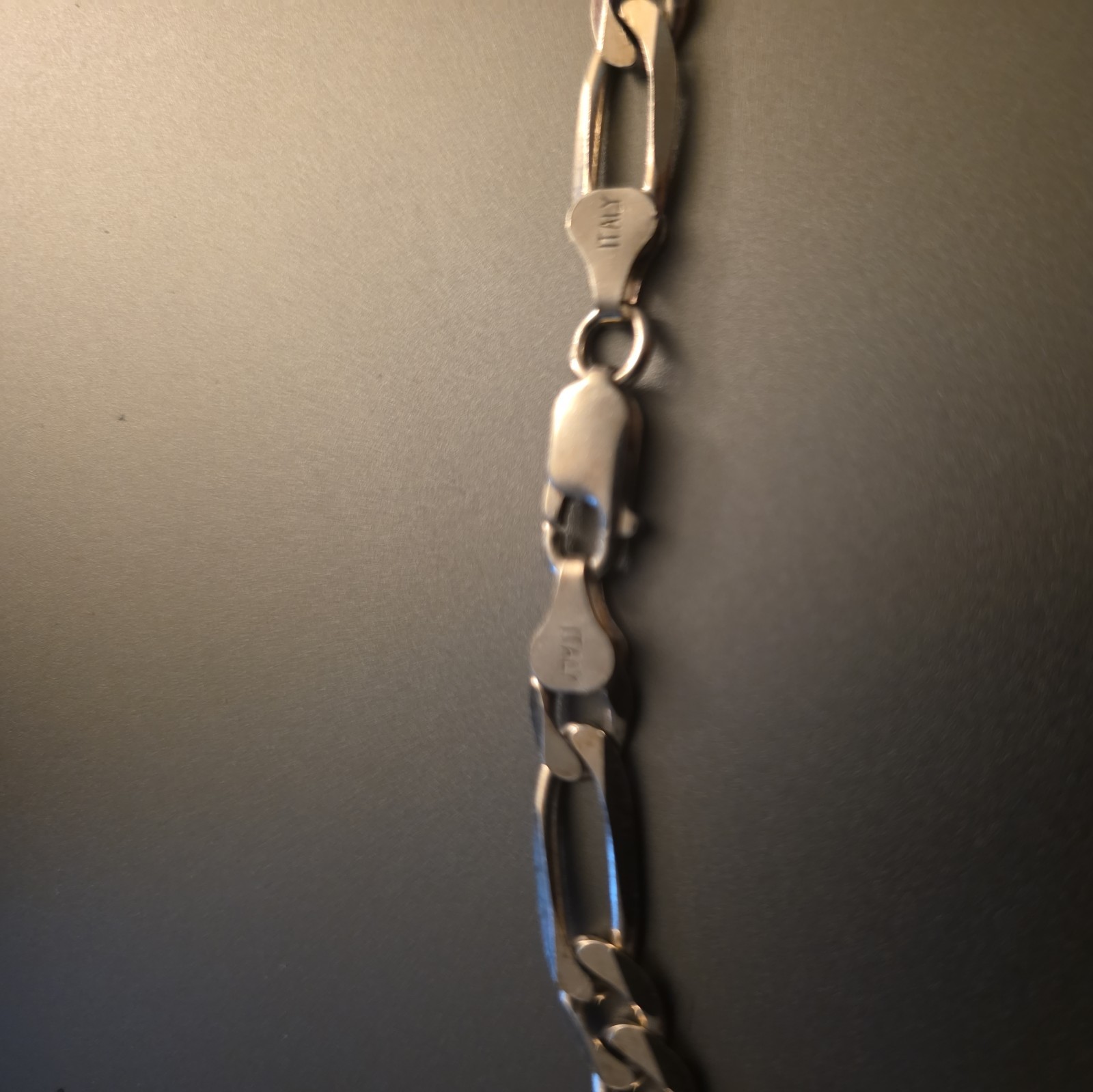 Real Sterling Silver Mens Boys Figaro Solid Chain Bracelet or Necklace 925 Italy