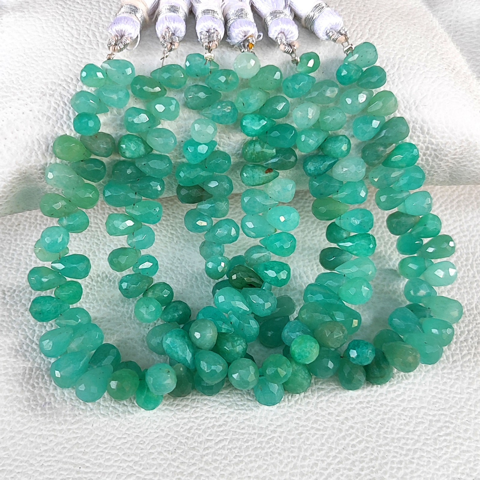 Natural Madagascar Amazonite Faceted Teardrop Gem Beads 7×5-8x6mm 7″ Strand