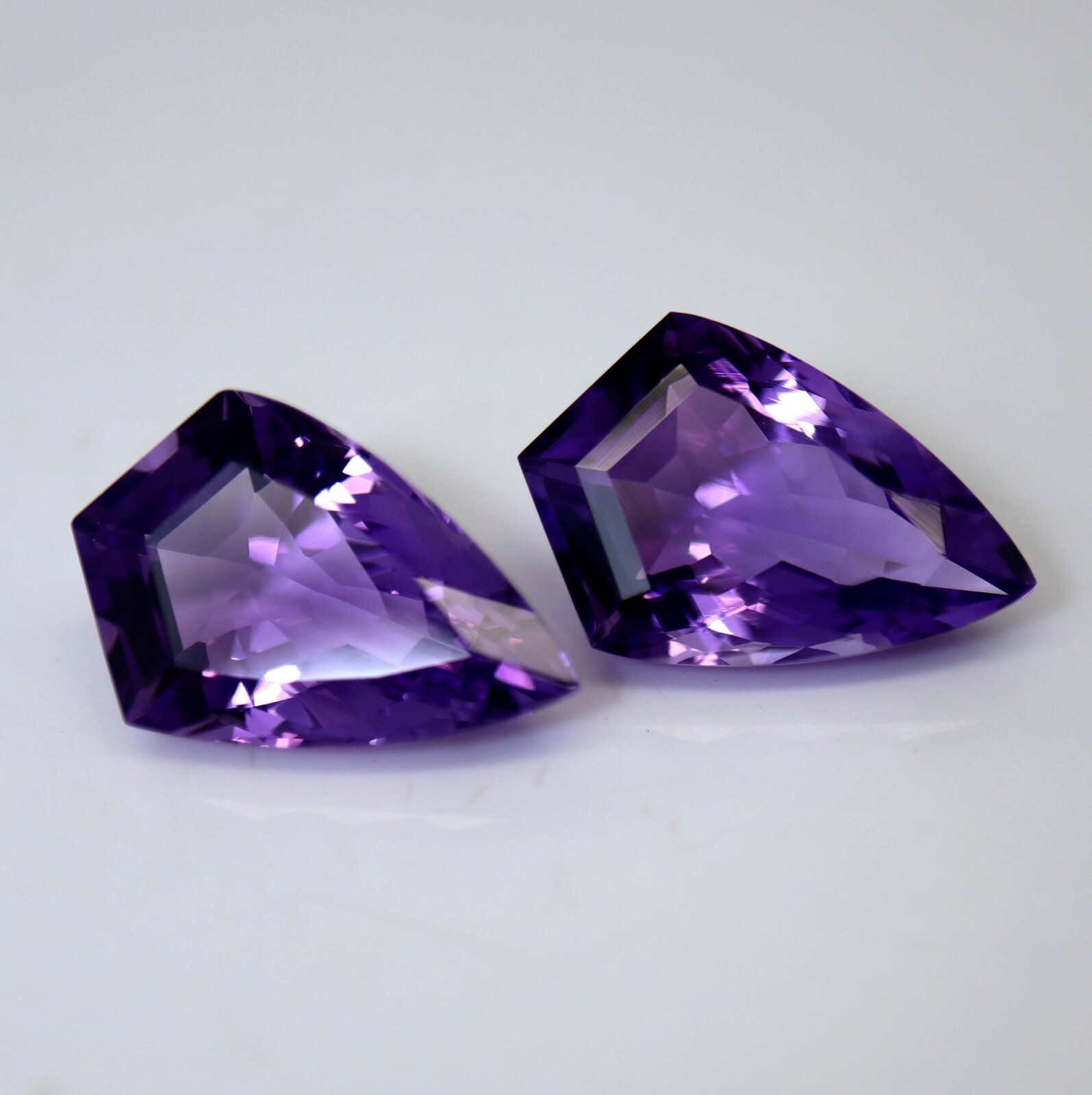 19.2×12.5 MM Natural Purple Blue Brazilian Amethyst Faceted Shield Shape Pair