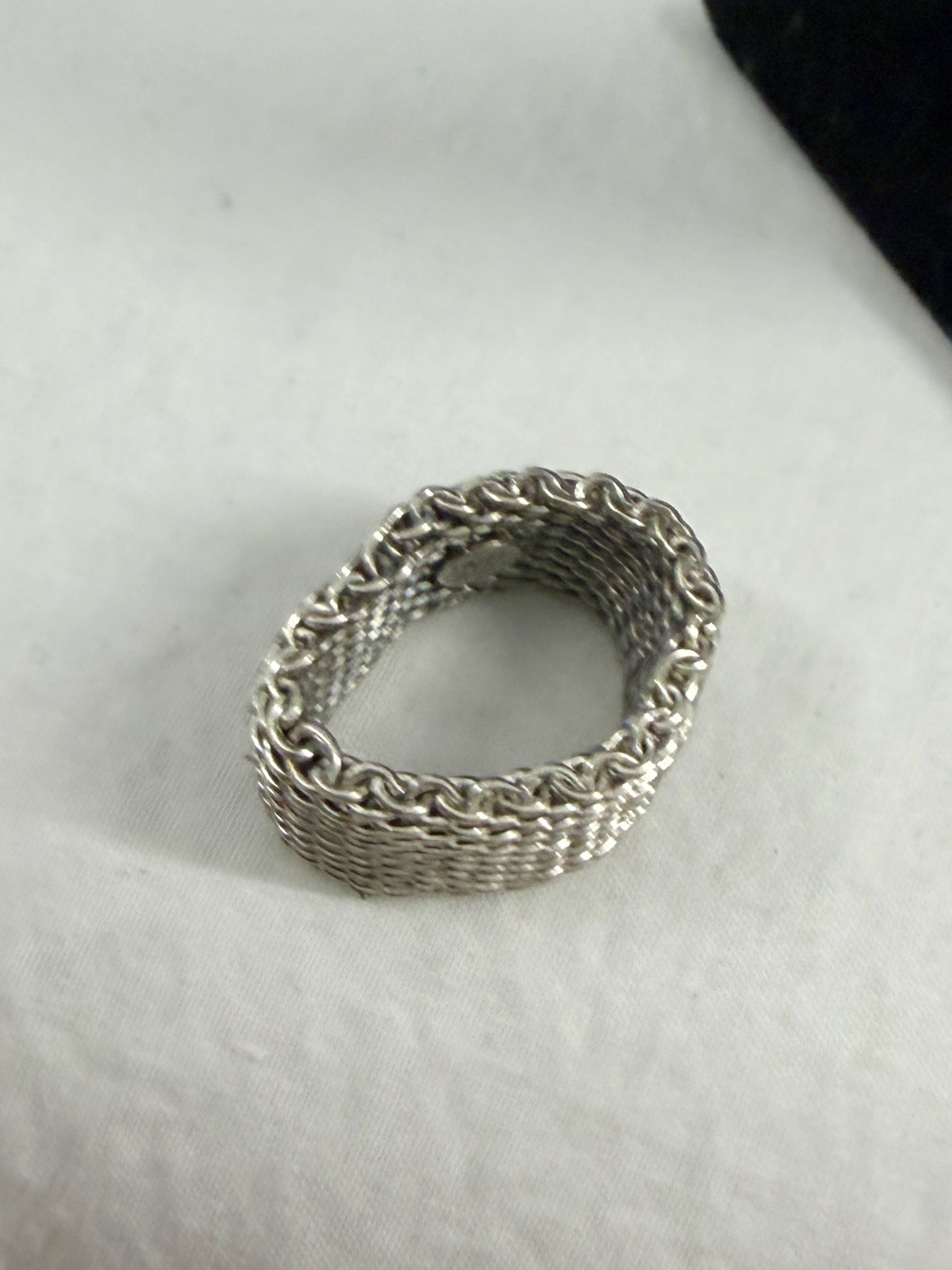 TIFFANY & CO. Sterling Silver Somerset Mesh 10mm Wide Band Ring; SIZE 5 w/ COA
