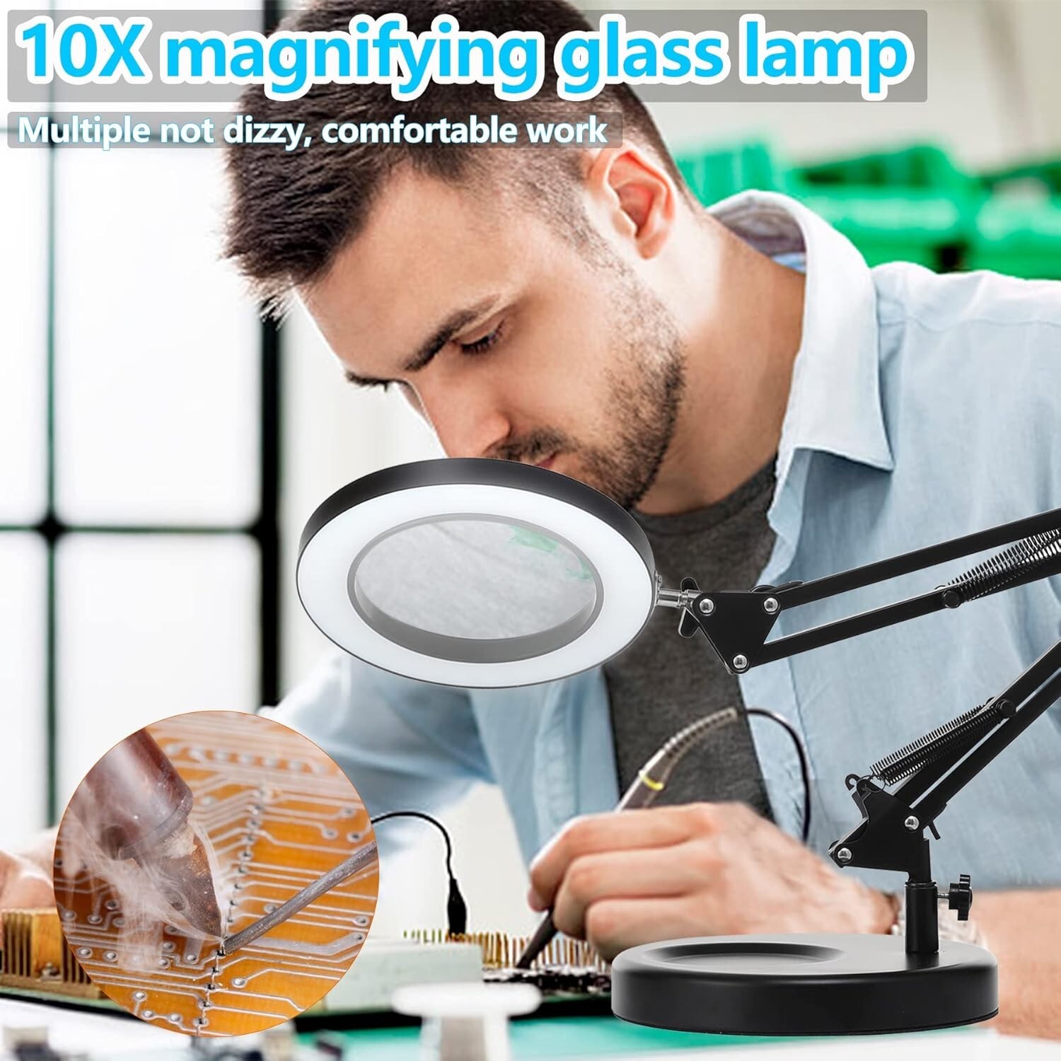 Versatile Magnifying Glass with Light – Adjustable Arm & Heavy Base Design