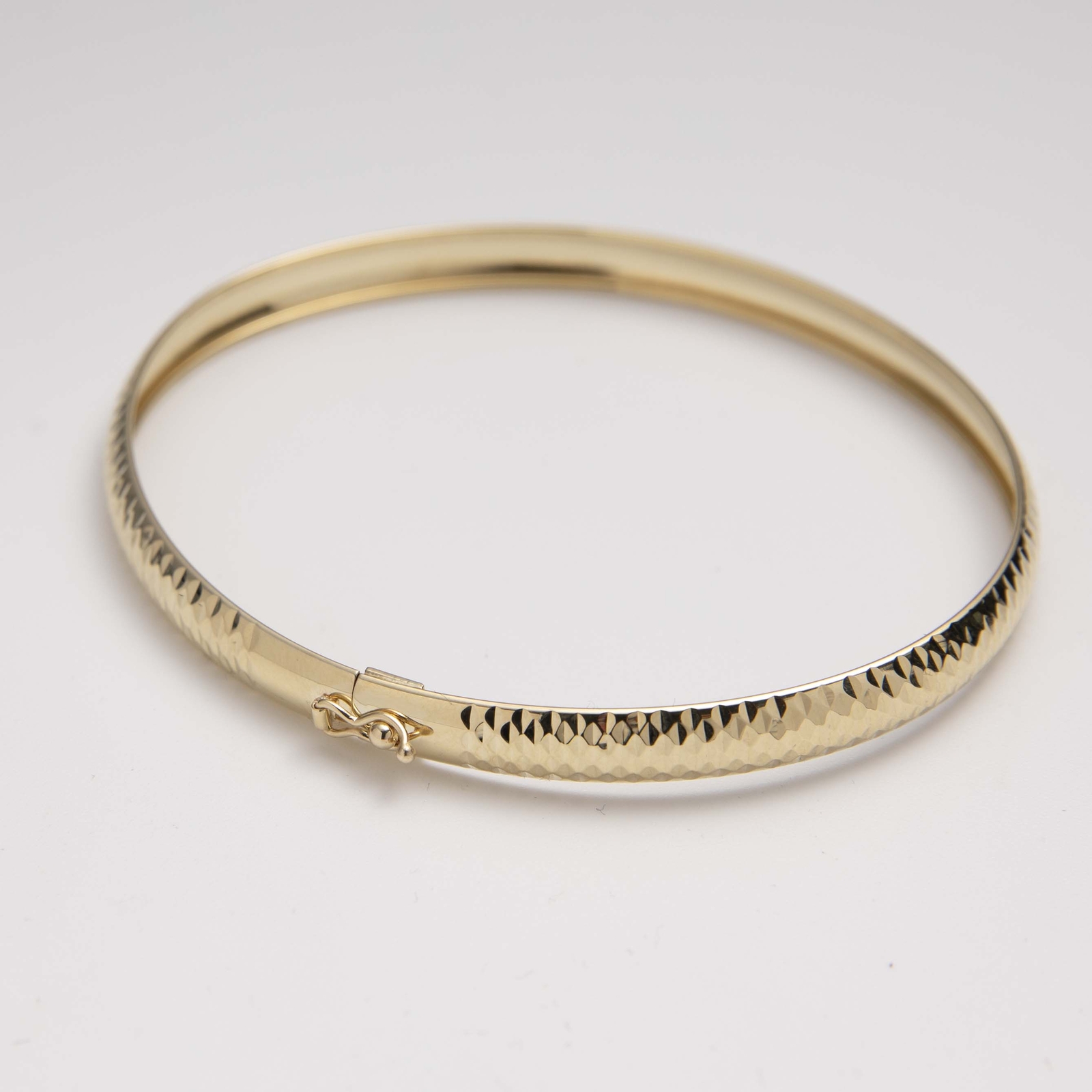 Diamond-Cut Textured Bangle Real 10K Yellow Gold All Sizes
