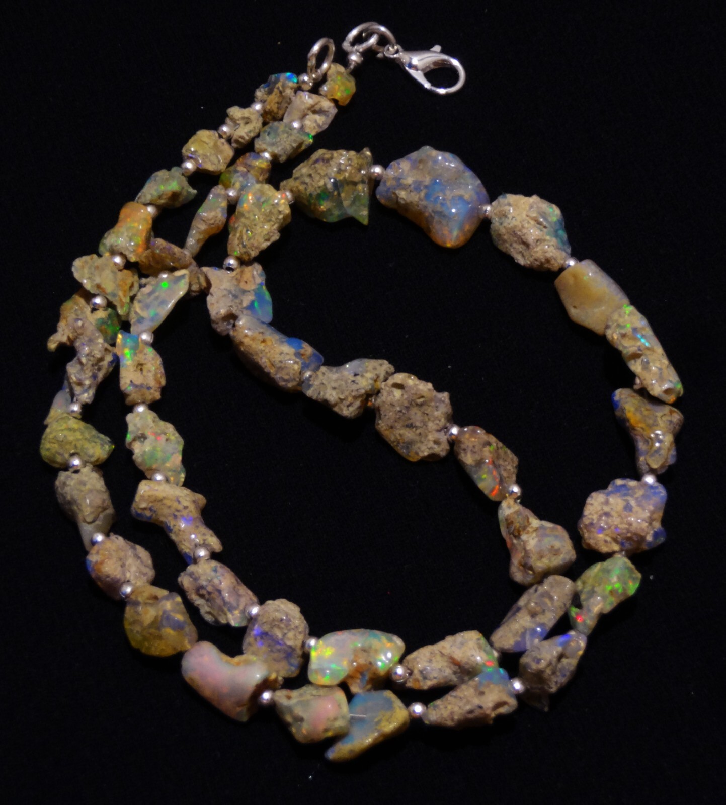 Rainbow Fire Opal Rough 7 to 13 mm Size Freeform Nugget Beads Necklace 18″