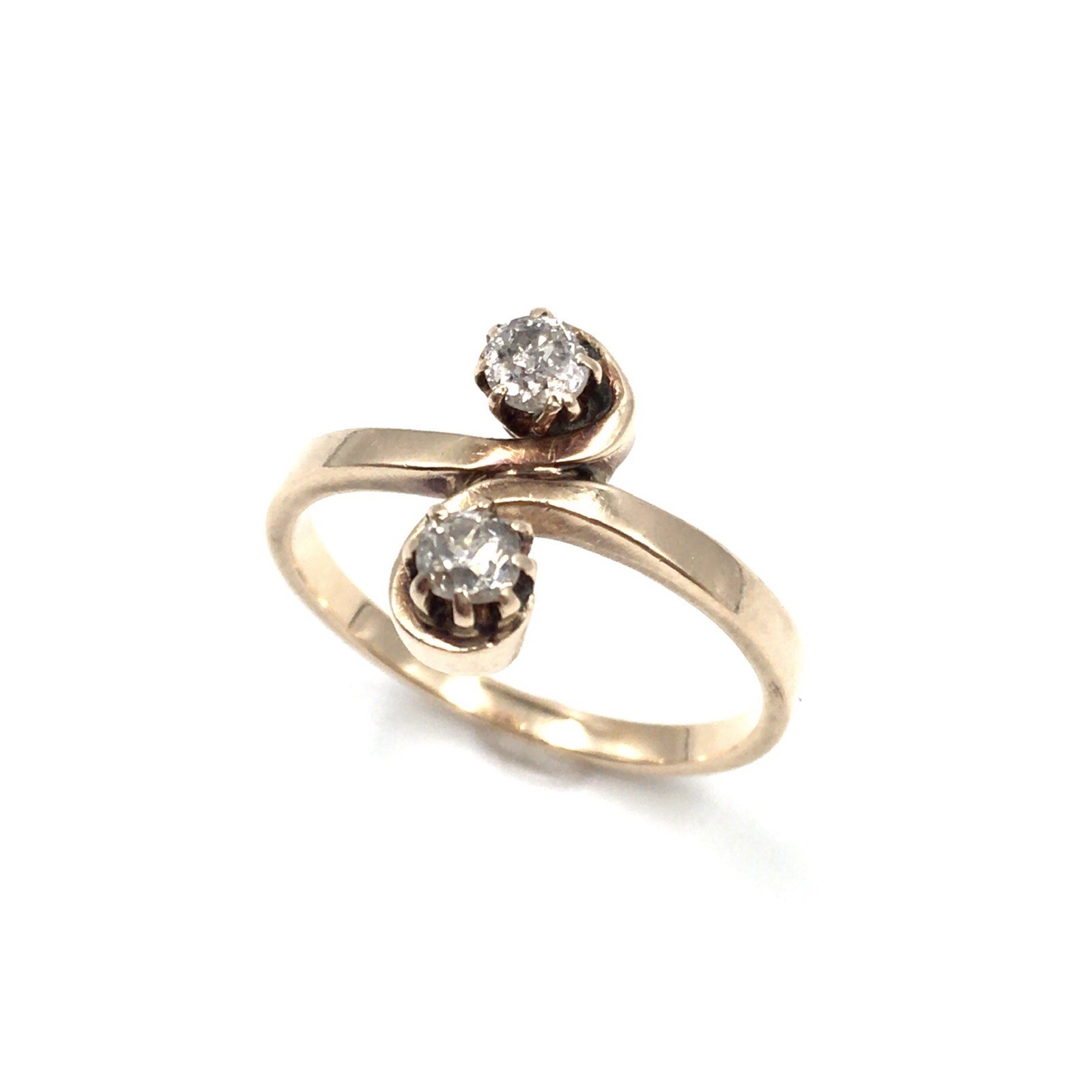 Art Nouveau 14kt yellow gold ring old cut diamonds 585 gold antique jewelry RG 56