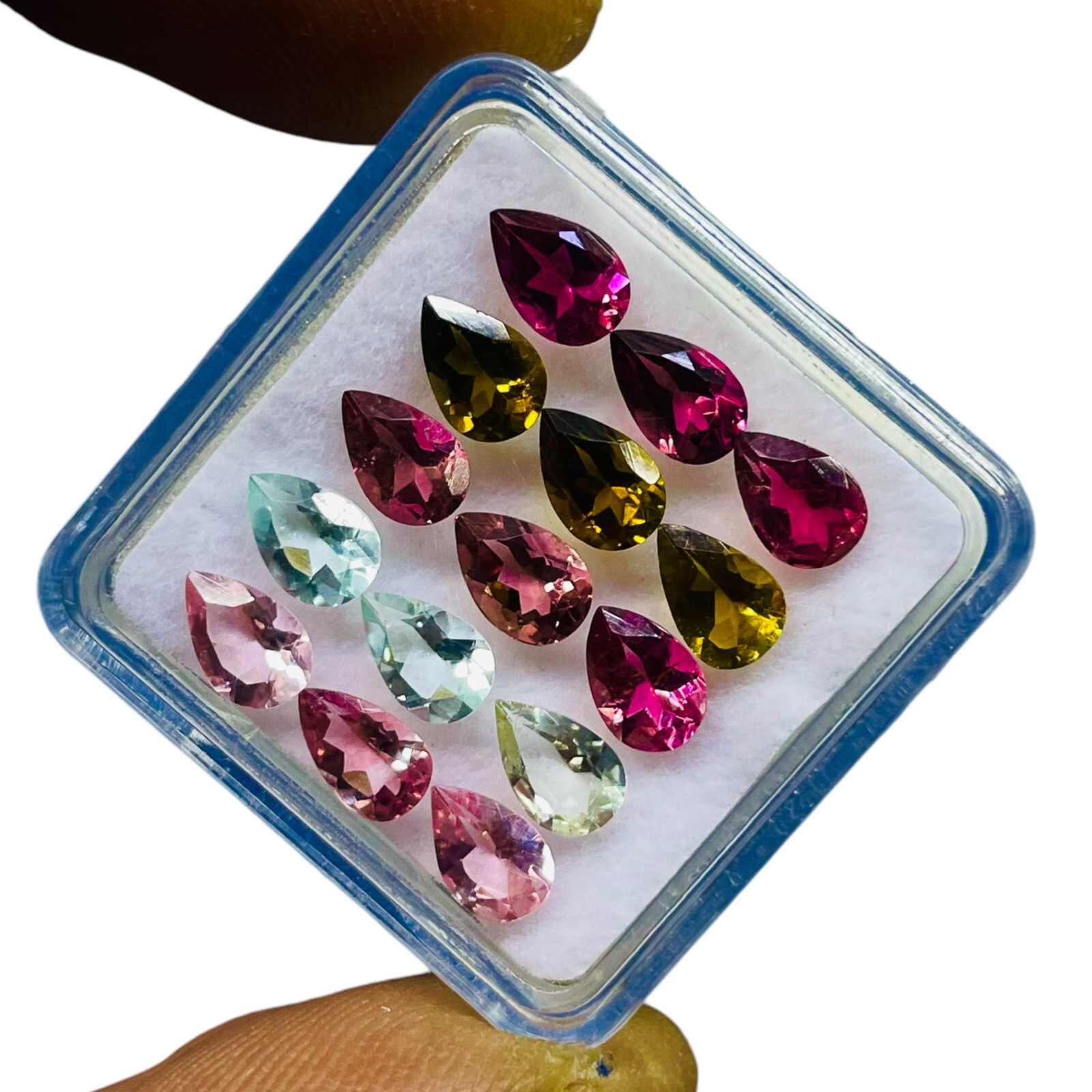 VVS 15 Pcs Natural Multi Tourmaline 6x4mm Pear Cut Loose Untreated Gemstones Lot
