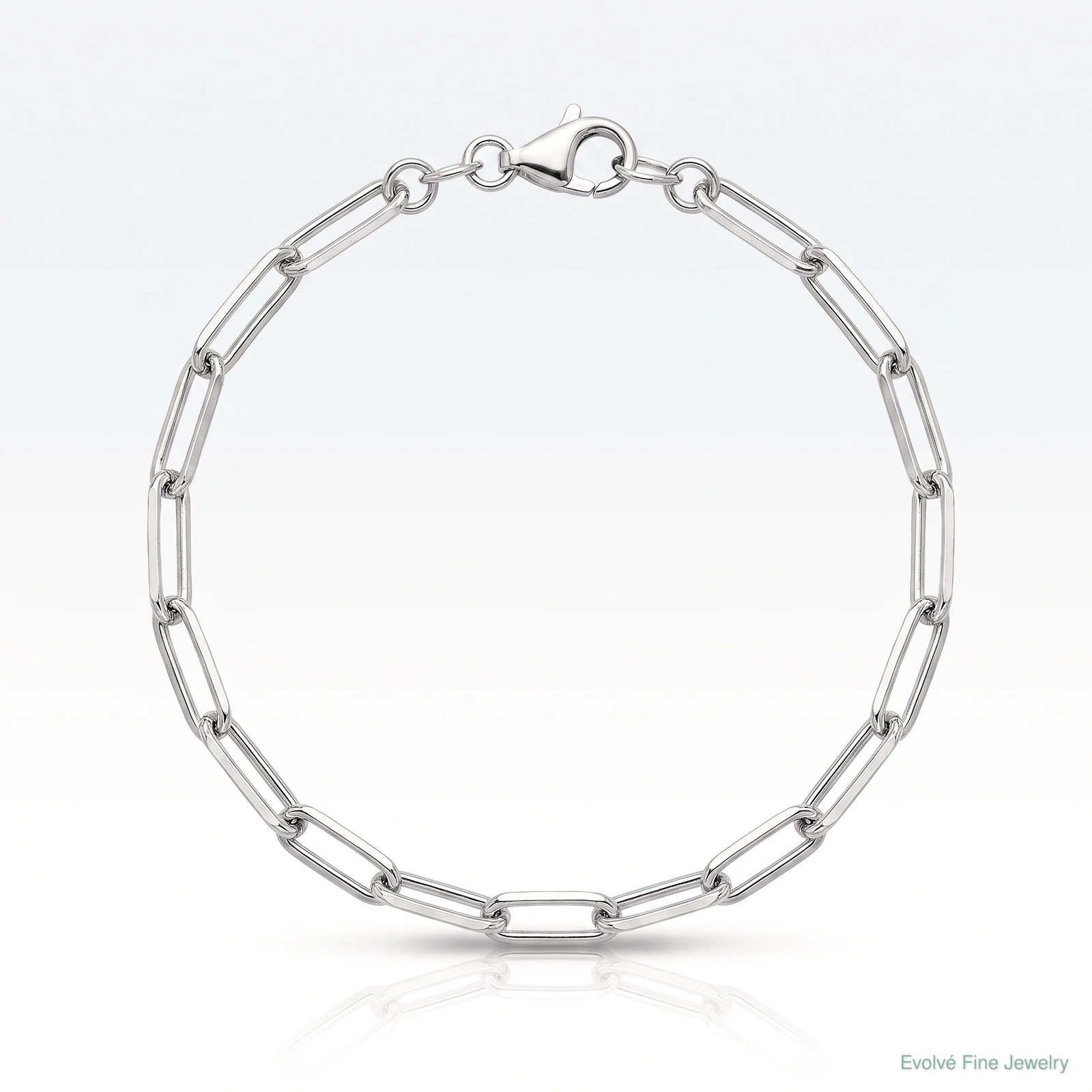 Sterling Silver Rhodium-Plated 4.4mm Diamond-Cut Paperclip Chain Bracelet 7″-8″