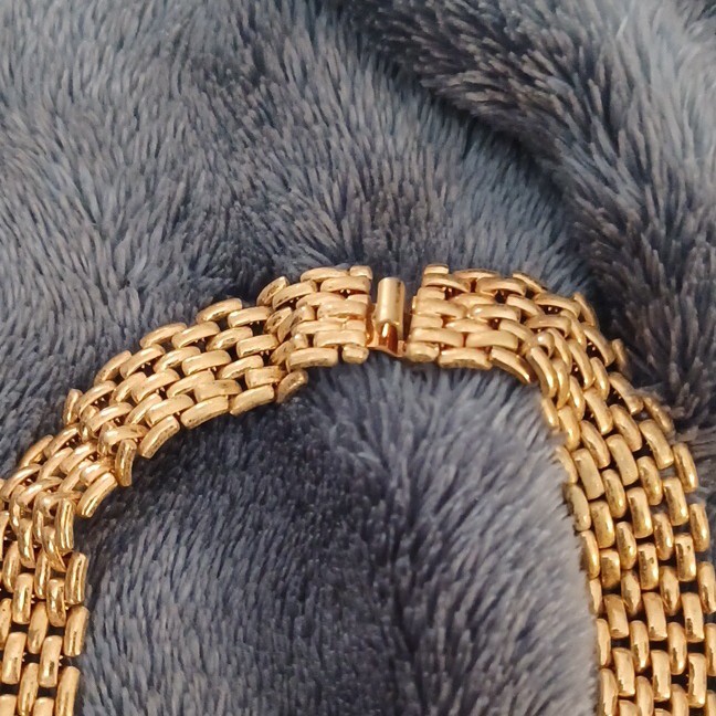 Avon Signed Gold Tone Multi-Strand Link Necklace Square Clear Rhinestone Charm