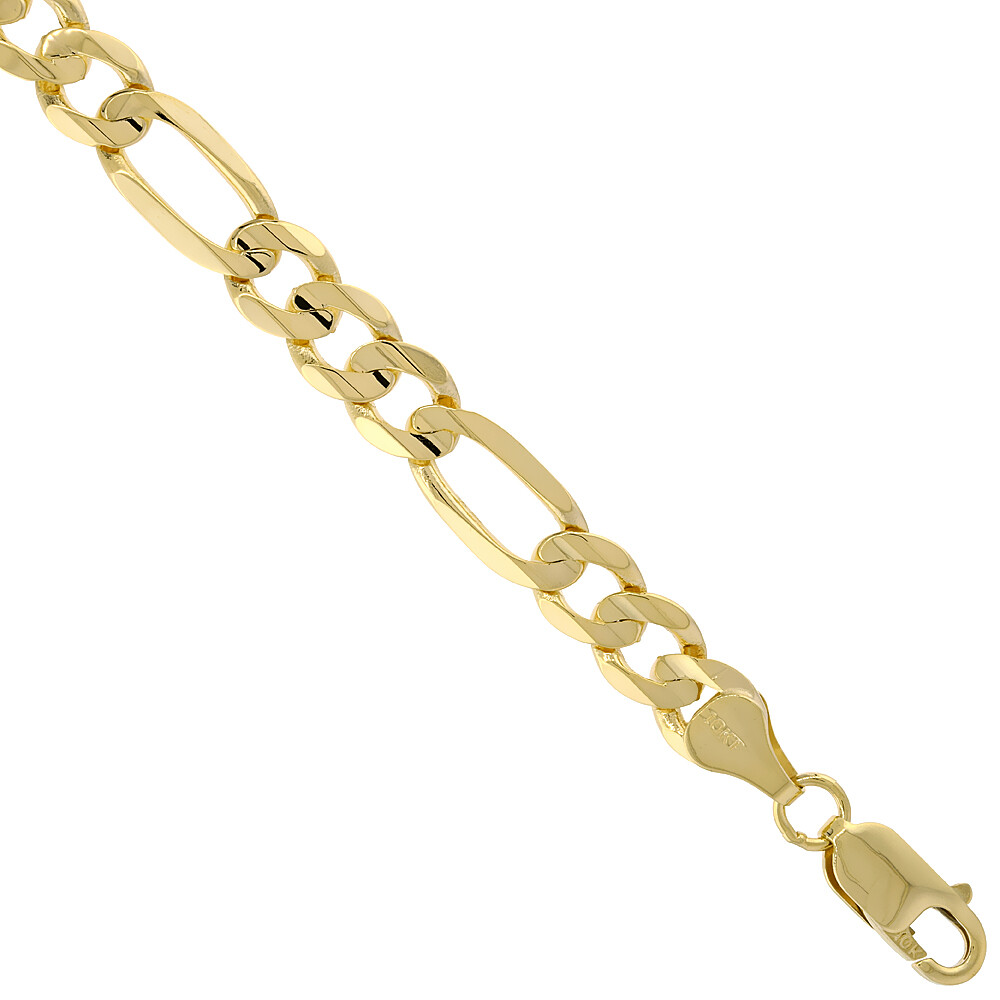 10K Solid Yellow Gold Figaro Chain Necklace Bracelet 2.5mm ~ 9mm / 16″ ~ 30″