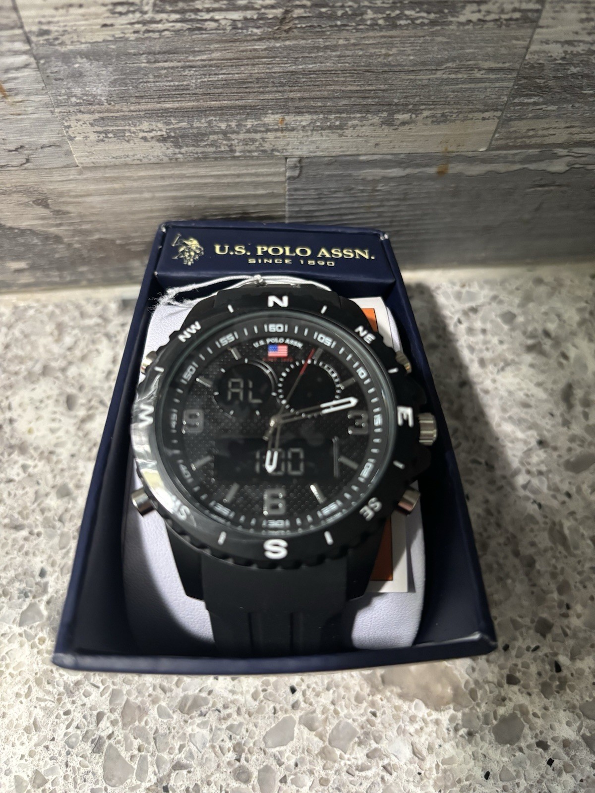 U.S. Polo Assn. Men’s Sporty Wristwatch US9766WM Stainless Steel Rubber Strap