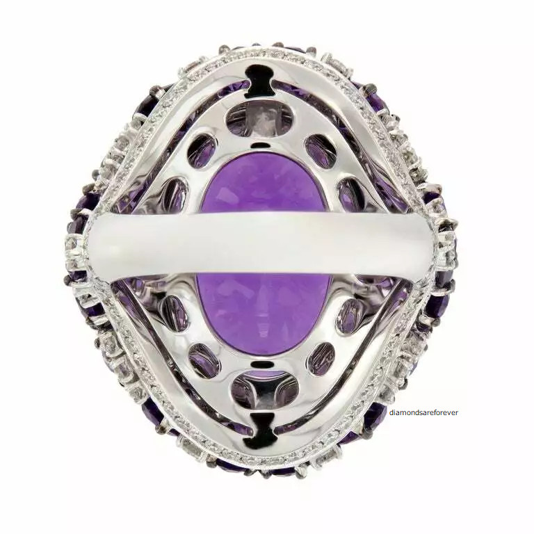 Beautiful Deep Purple Oval-Cut 15.79CT Amethyst & White CZ Gorgeous Women’s Ring