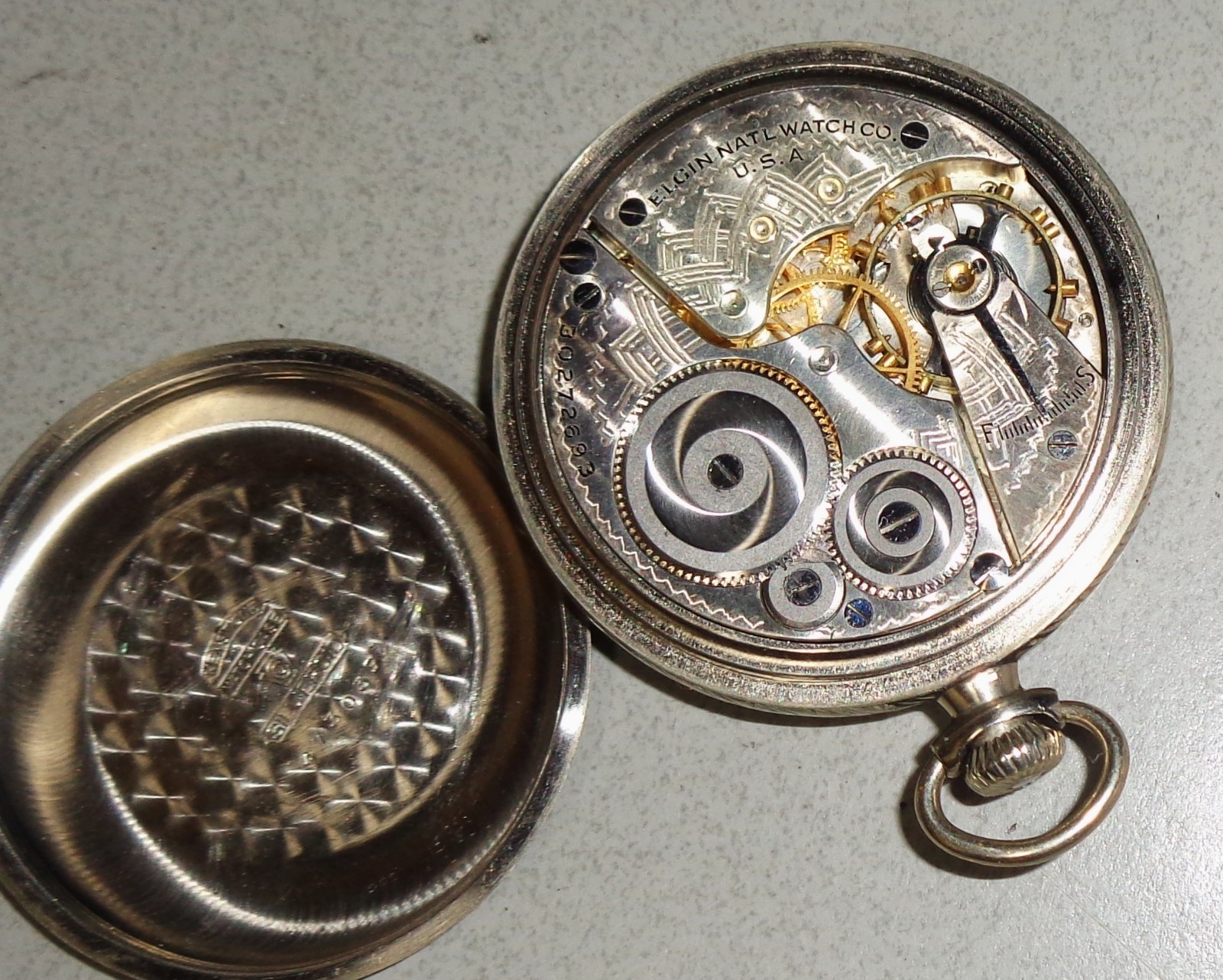 1928 Elgin Pocket Watch Open Face Grade 291 Model 7 Size 16 Silver Case & Dial