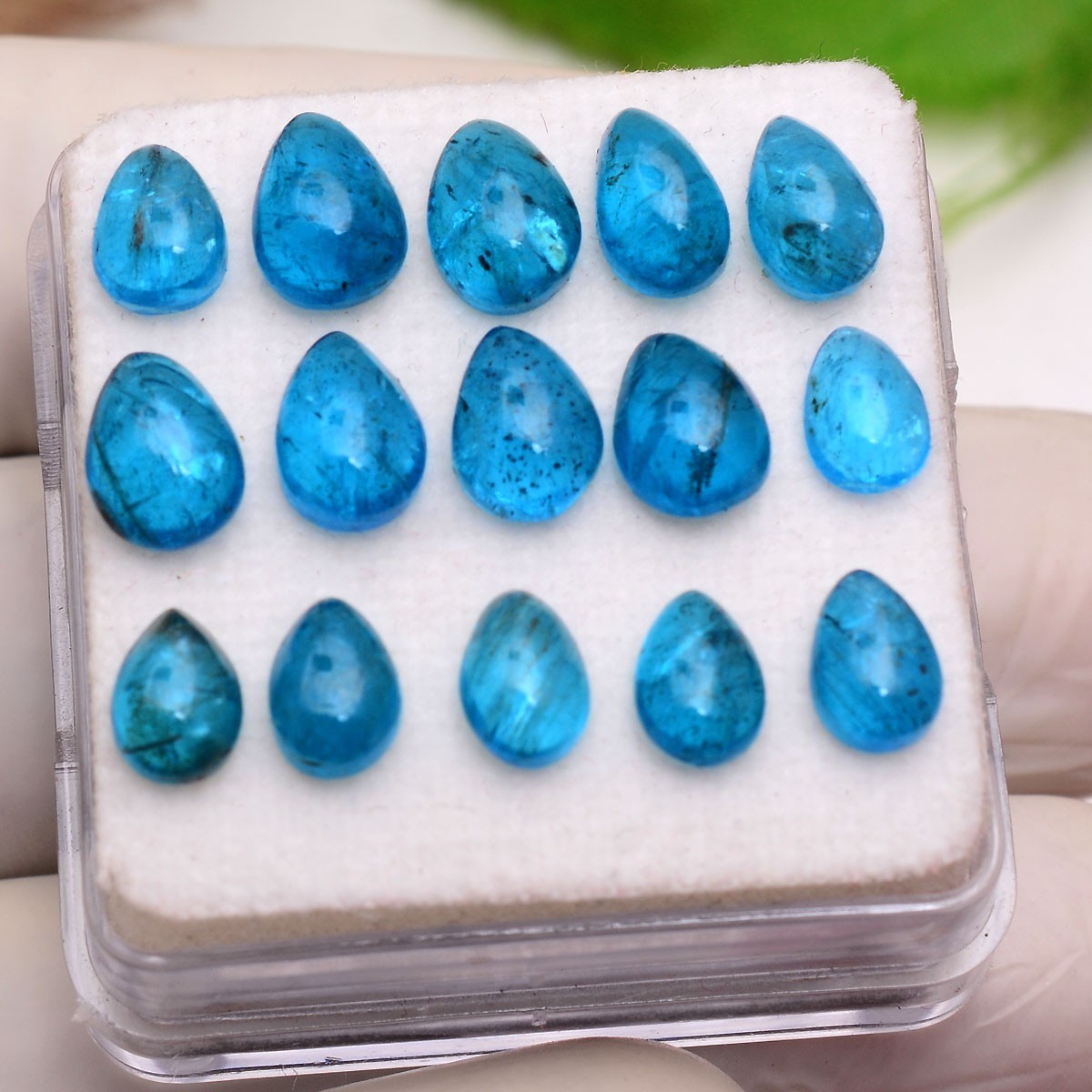 Set 15 Pcs Natural Apatite Untreated 7mm-8mm Pear Stunning Loose Gemstones Lot