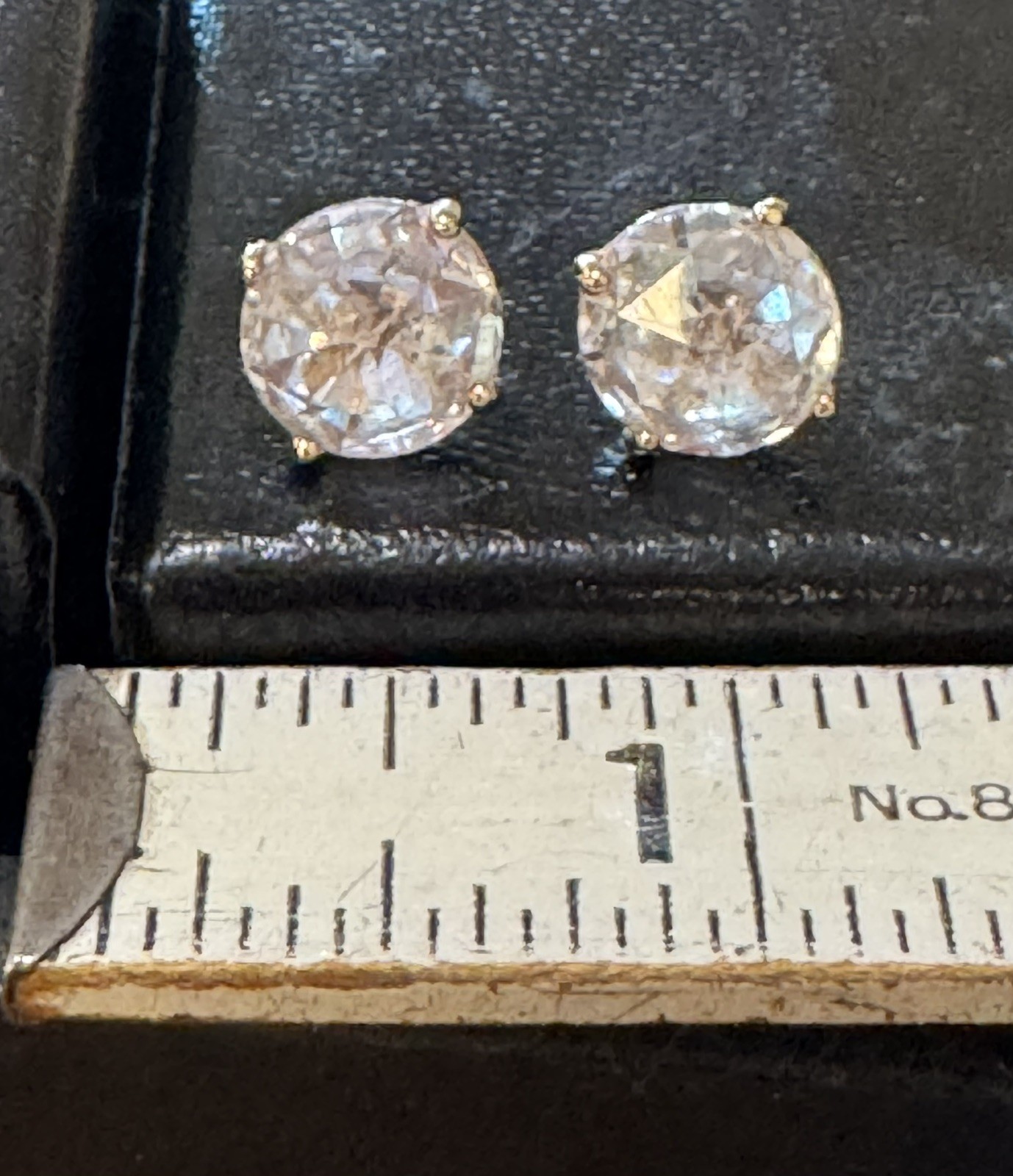 Vintage Inverse Cut Champagne CZ-4 Prong- 4 Carat Stud Earrings-Rose Gold Plated