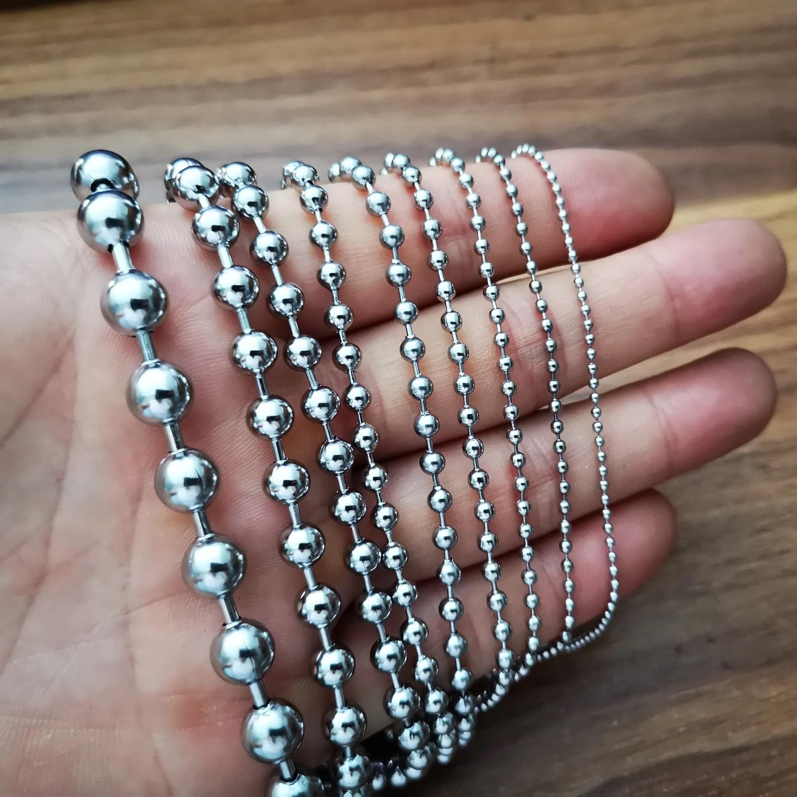50-Pack 4-Inch Ball Chains with Connectors, 3.2mm Stainless Steel Beaded Chain f