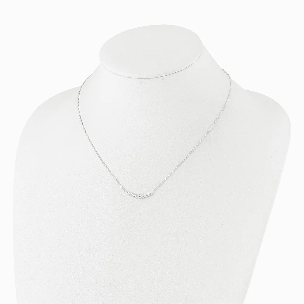 Sterling Silver Graduated CZ 18in Bar Necklace