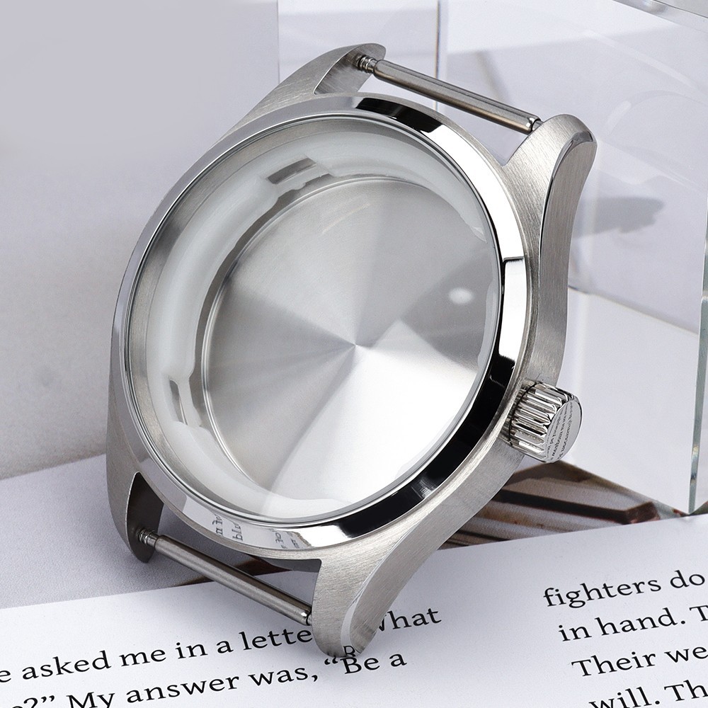 NH35 Pilot Watch Case 40mm Silver Brushed Steel 10ATM For Seiko NH35 36 Movement
