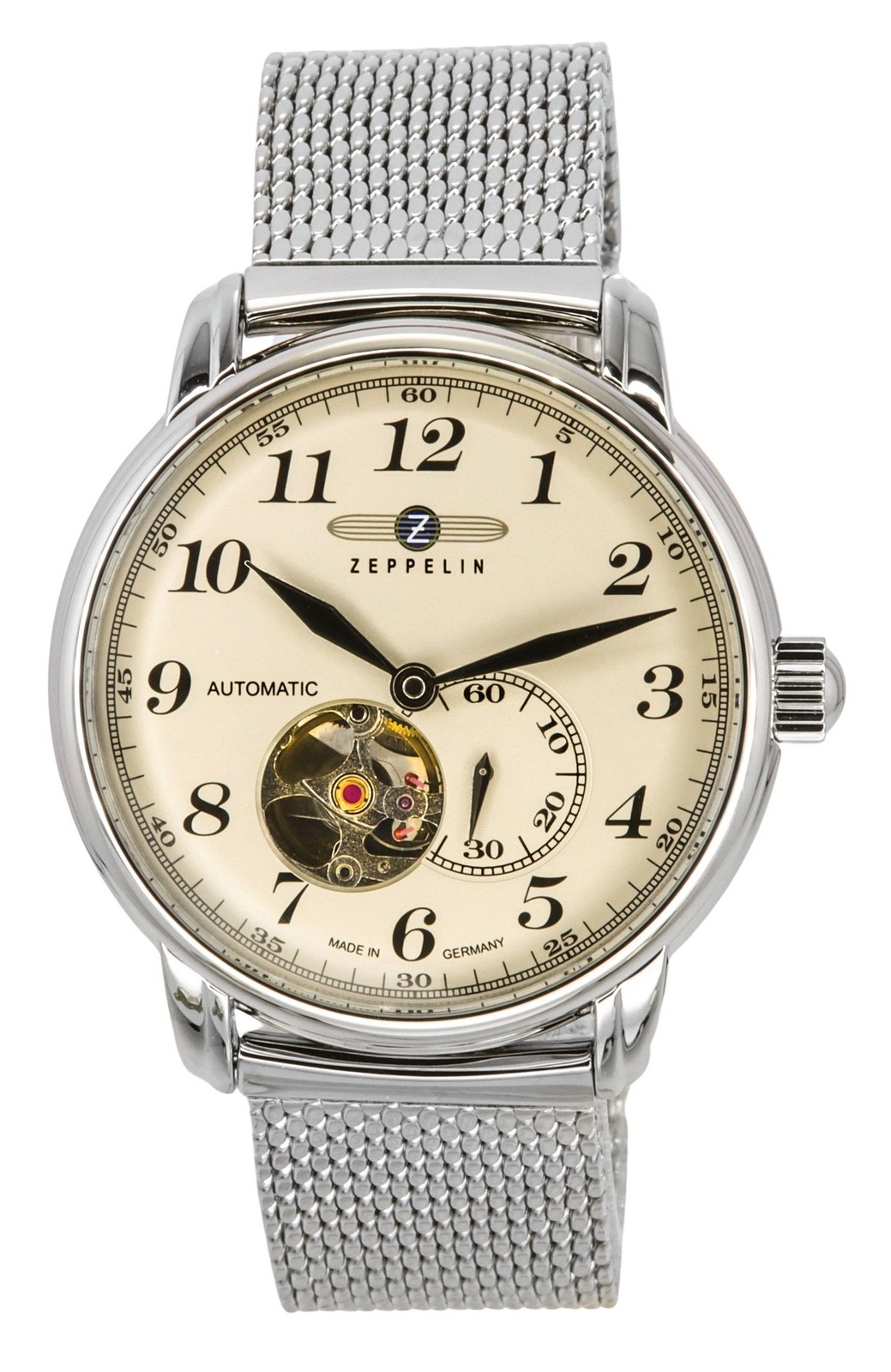 Zeppelin LZ 127 Graf Open Heart Beige Dial Automatic Z7666M5 Mens Watch