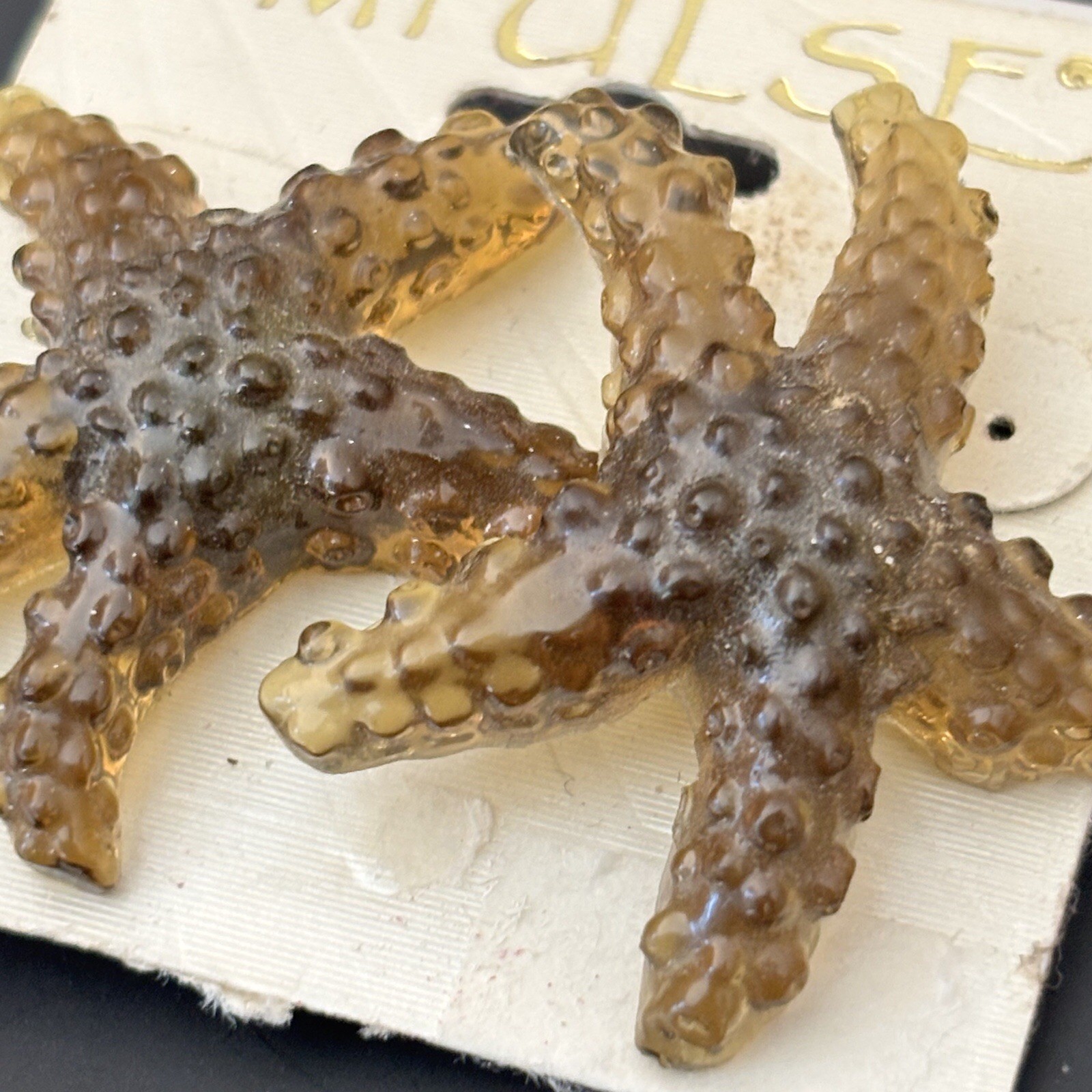 Vintage Impulse Resin Or Plastic Starfish Stud Earrings- Semi-Transparent ;New