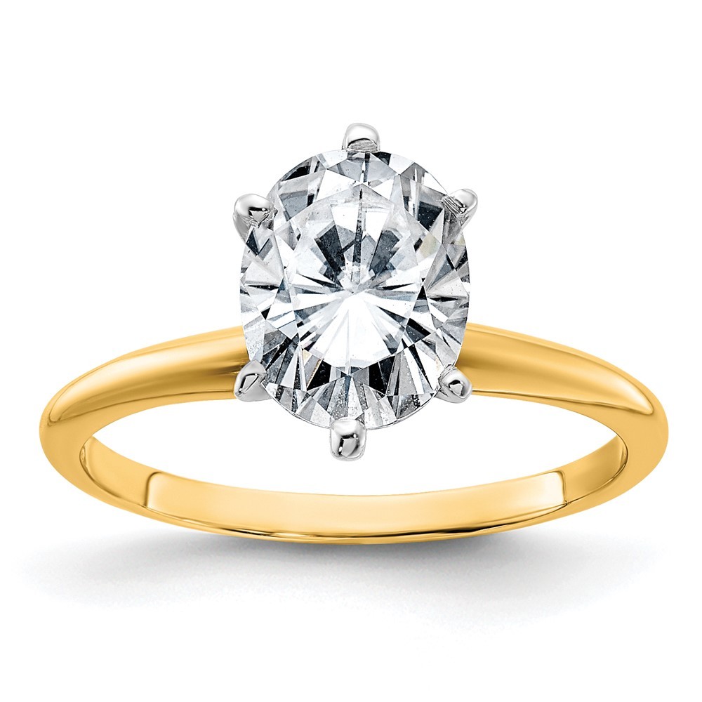 14k Yellow Gold 2ct. Oval Cut Moissanite Solitaire Engagement Ring Size 8