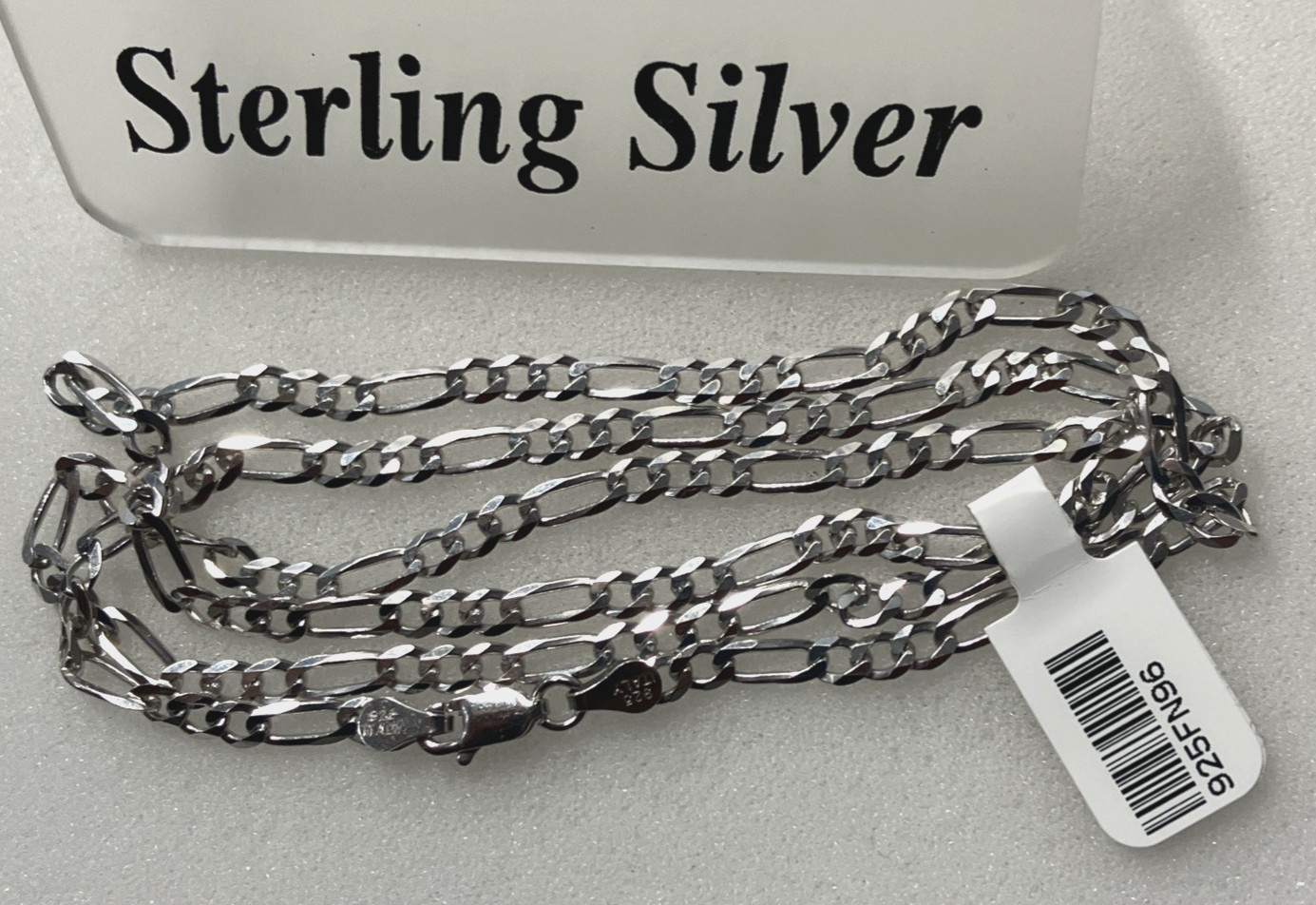 925 Sterling Silver Italy Solid Figaro Link Chain 9.6grams 3.7mm 24inch Necklace