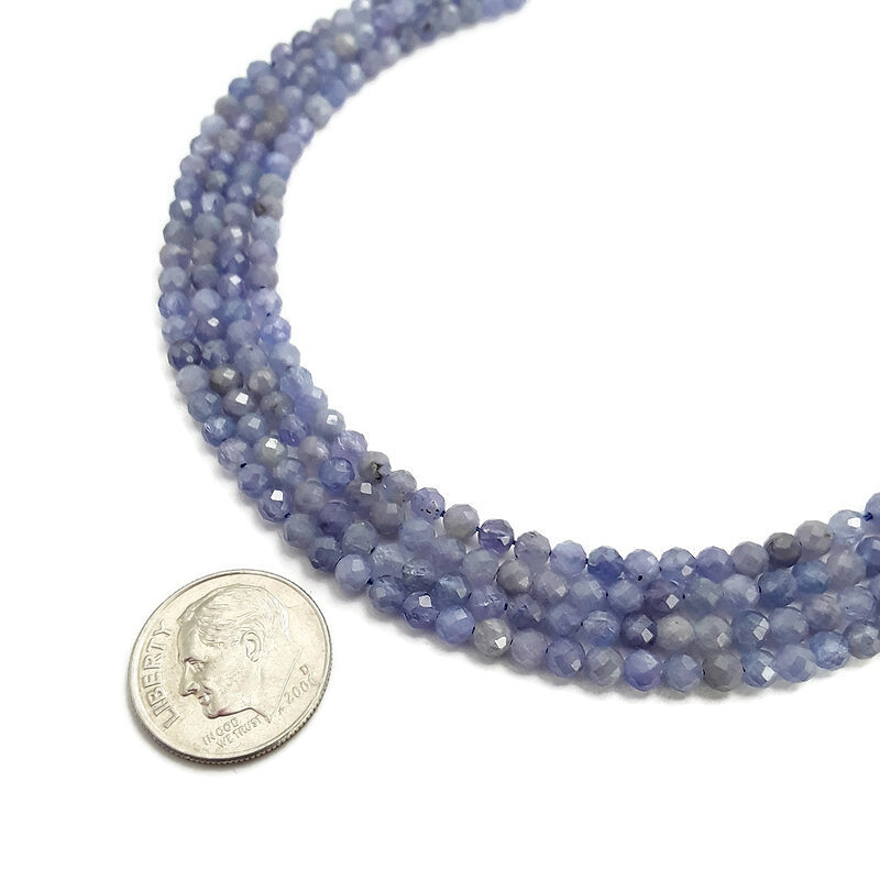 Natural Tanzanite Faceted Round Beads Approx 2mm 3mm 4mm 15.5″ Strand
