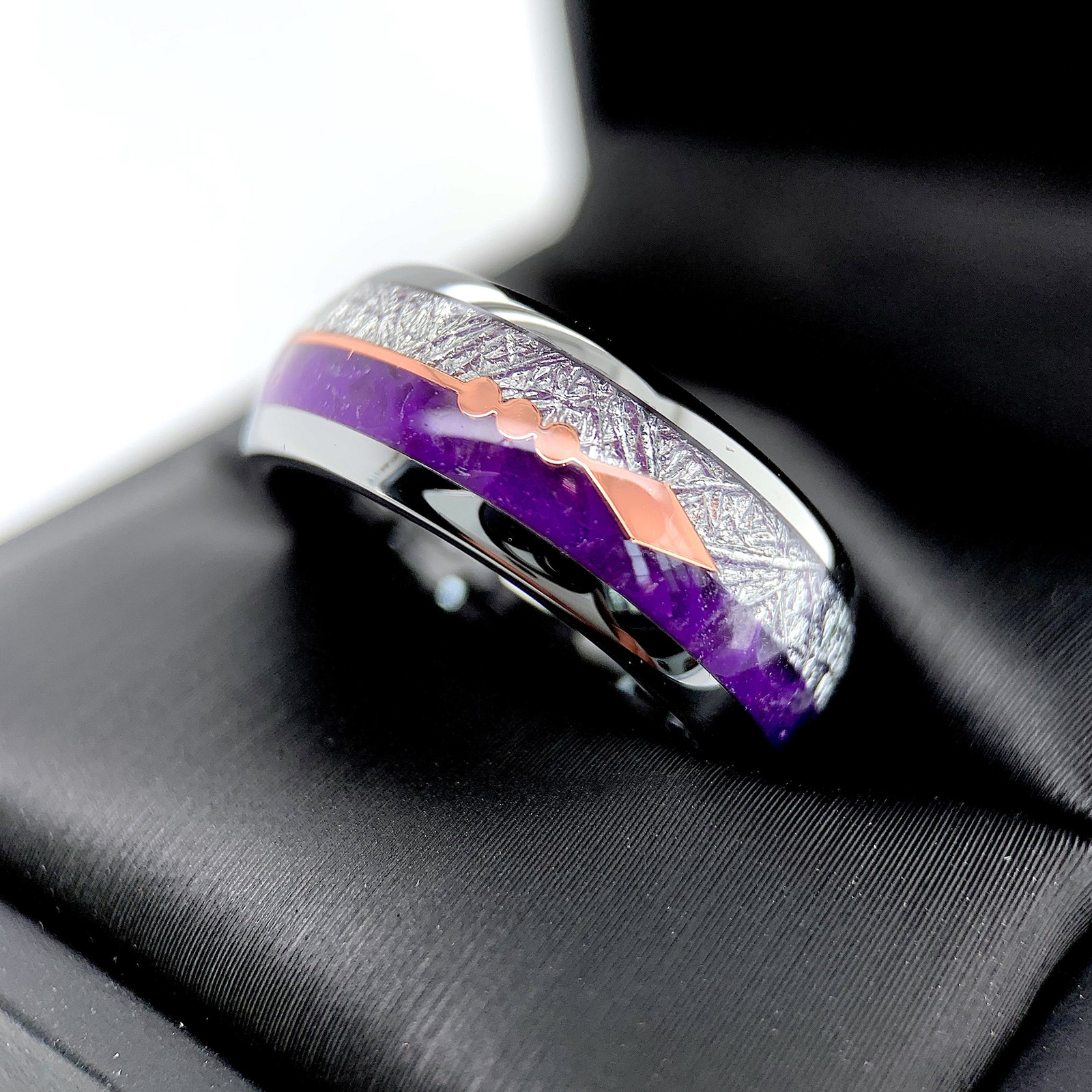 Purple Stone Ring, Mens Purple Ring, His and Hers Promise Ring, Matching Rings