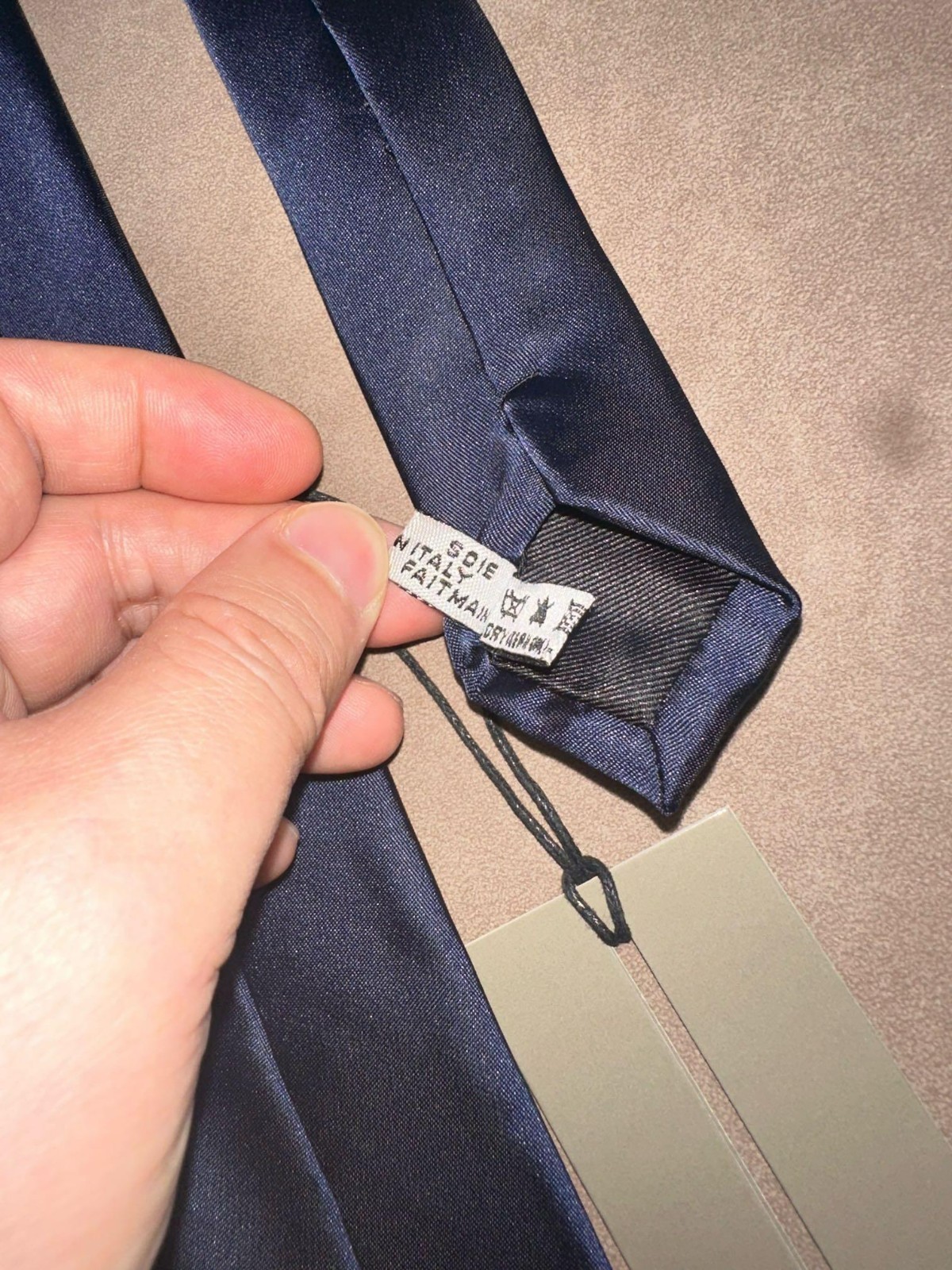 Dior Silk Tie Solid Navy Blue Floral Logo Rose Pattern Made in Italy 2.75 Widest