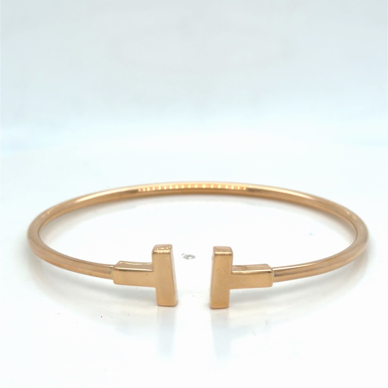 Tiffany & Co. T Wire Bracelet 18k Rose Gold Size Medium 6.25 in