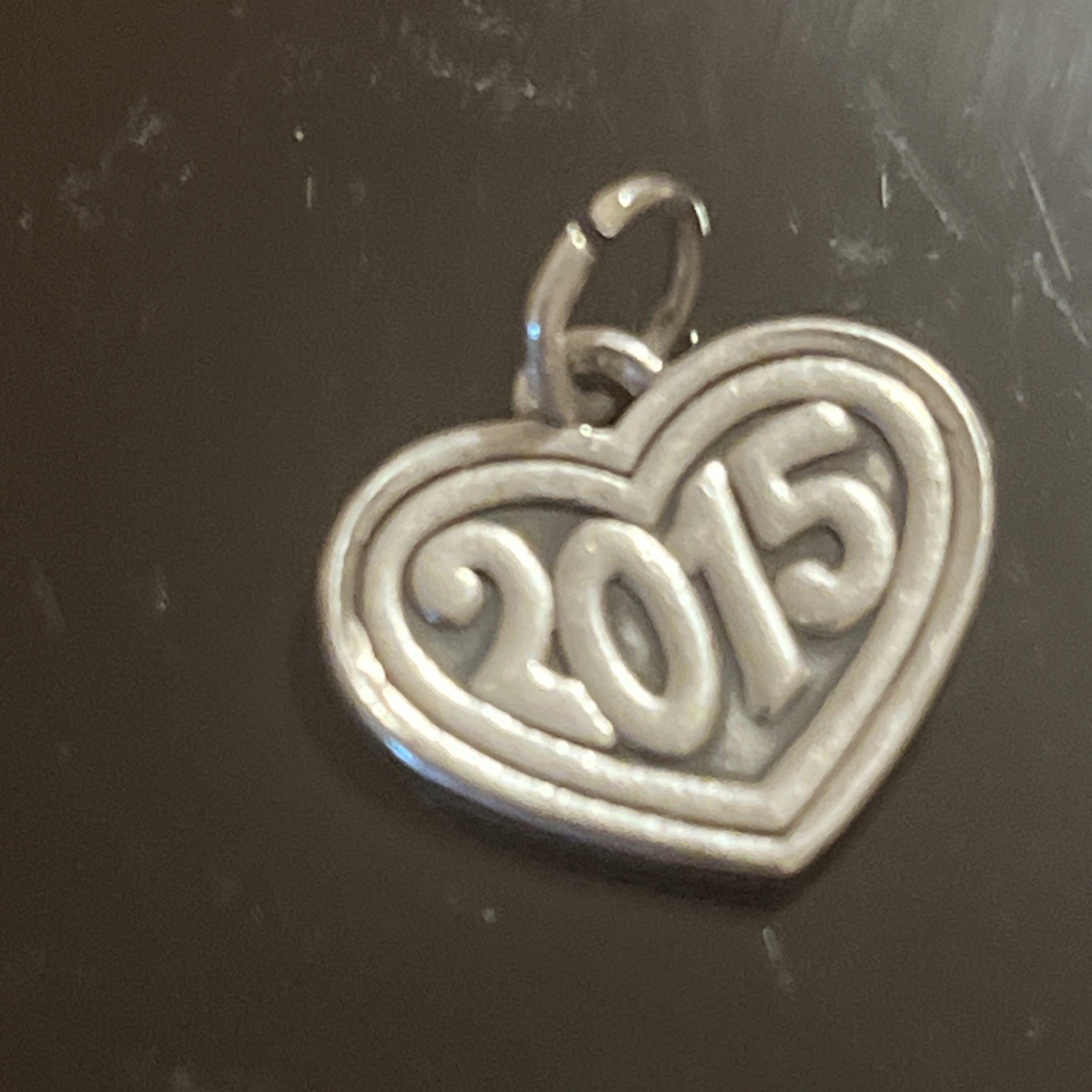 Retired James Avery 2016 Heart Year Charm Pendant cut Loop 925 Silver *no Stamp