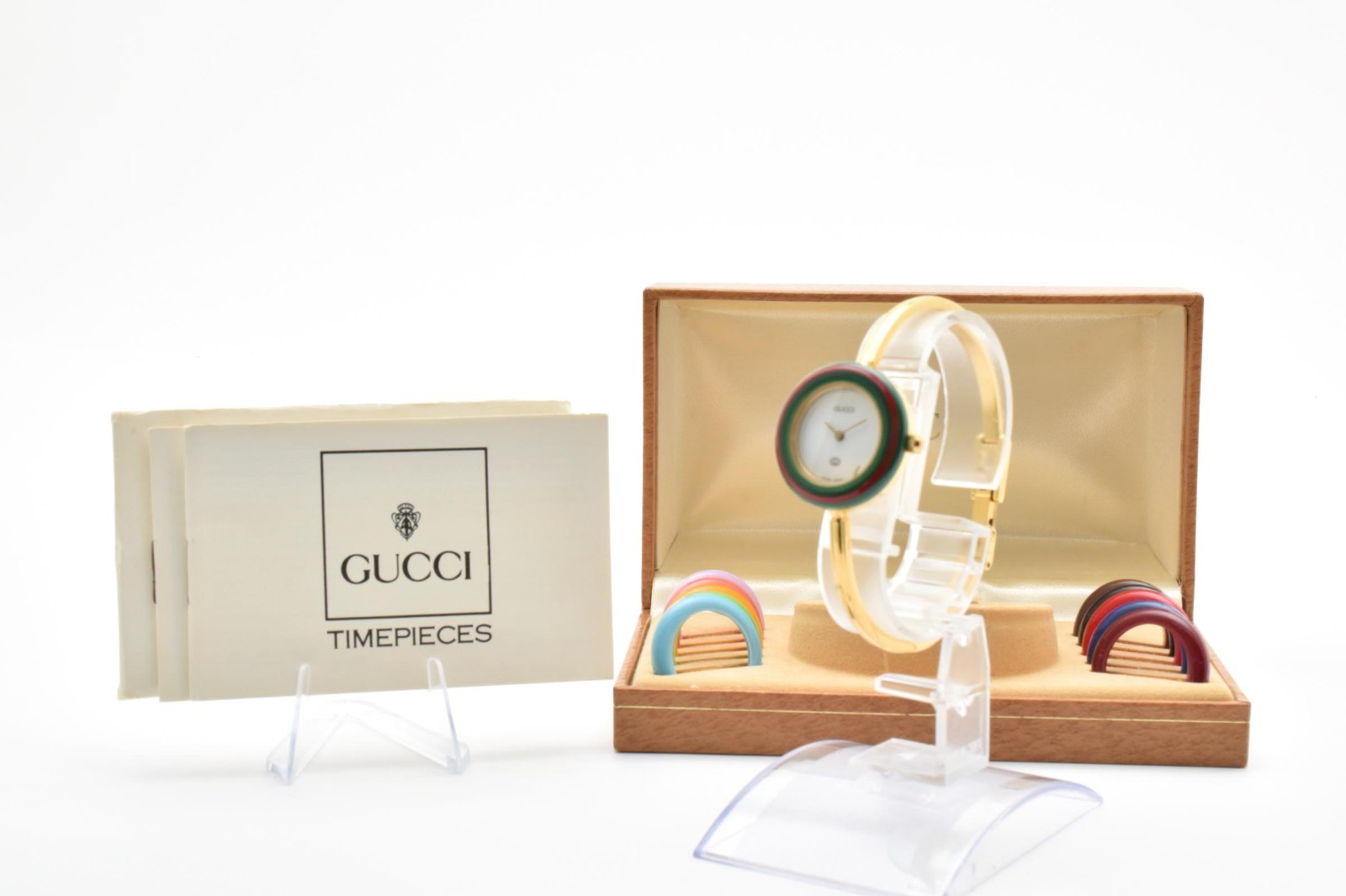 Vintage [ Exc+5 /Box ] GUCCI 1100L Gold Change Bezel Watch 12 colors 11/12 JAPAN