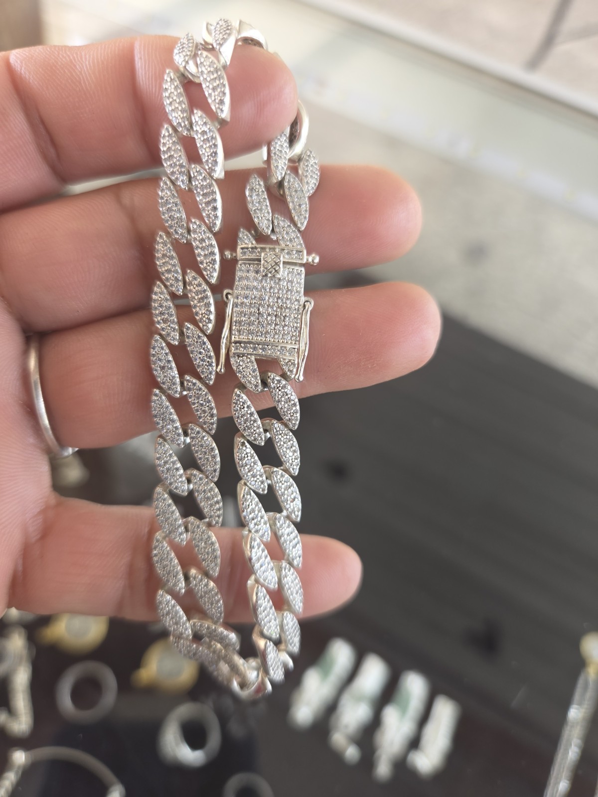 Brazalete Cubano de Plata 925 con Moissanita – 8 Pulgadas