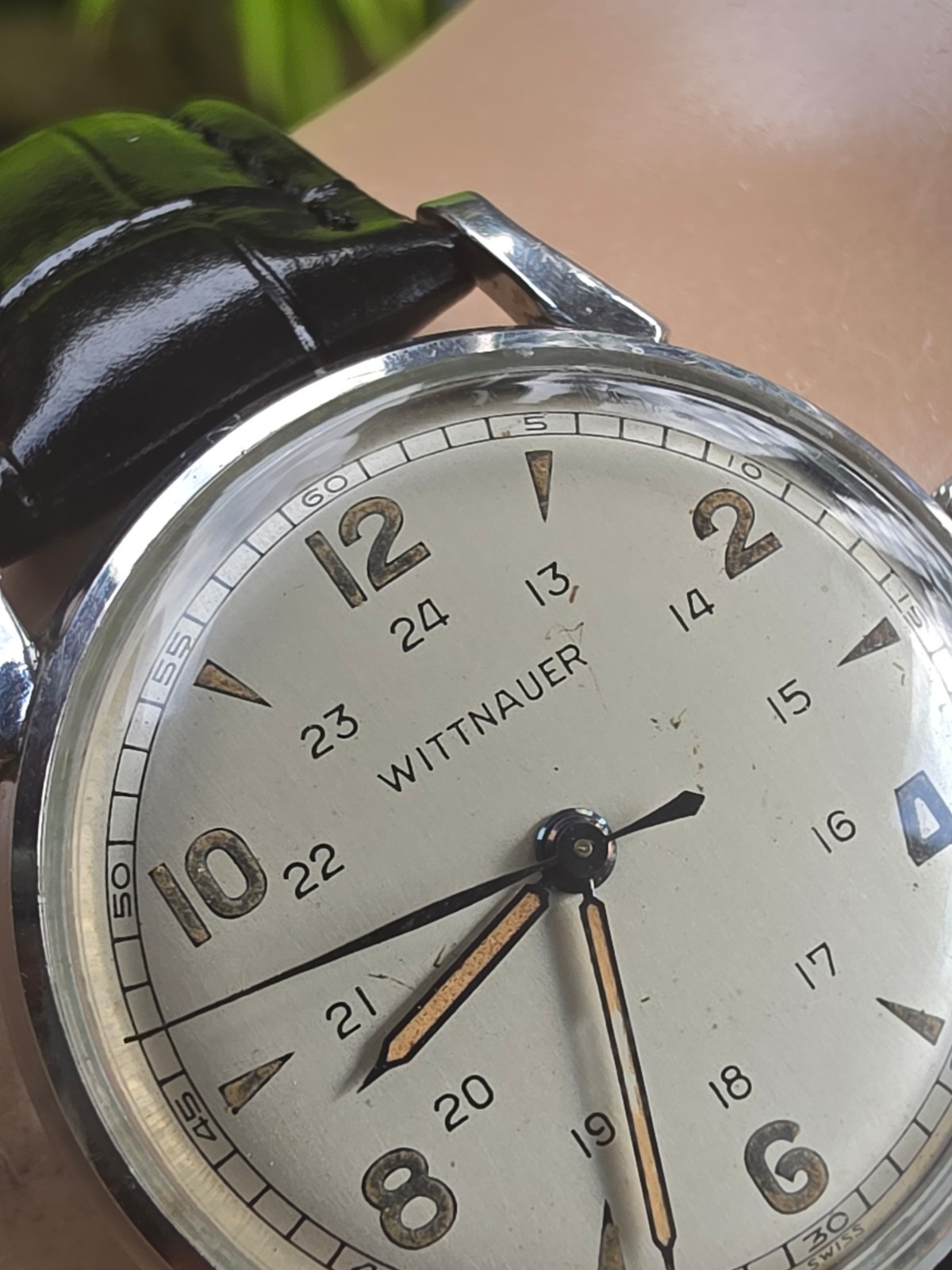 Vintage WITTNAUER men’s manual wind watch Military Style 24H dial 1950s
