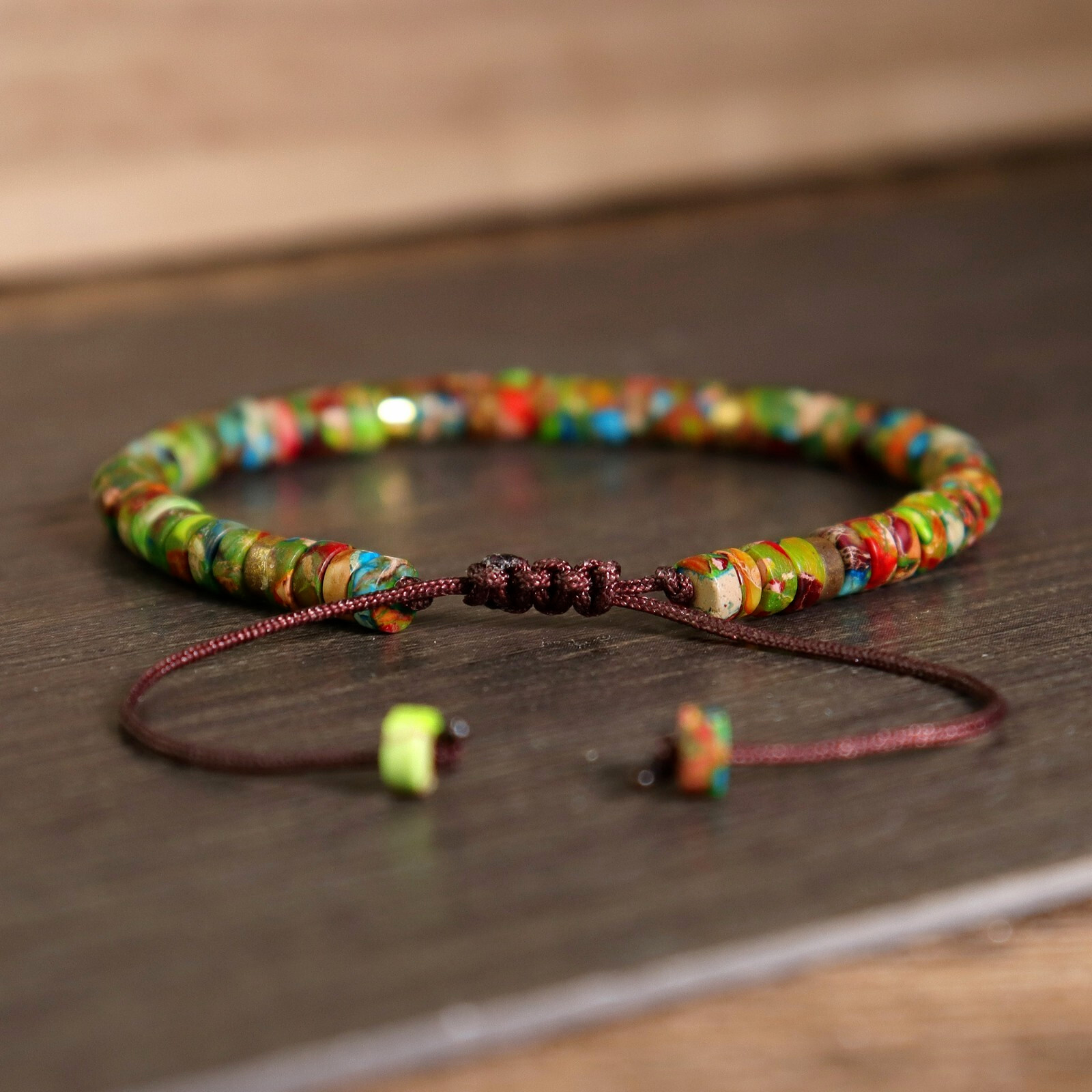 Natural Imperial Jasper 4mm Beads Hand Braided Healing Minimalist Woman Bracelet