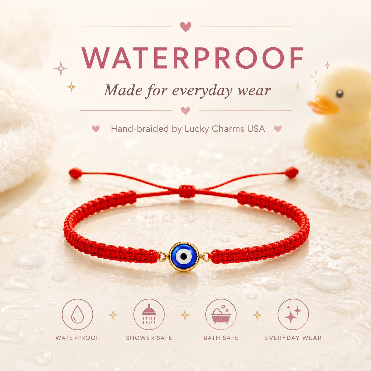 Baby Evil Eye Red Bracelet, Unisex, Goldfilled, Pulsera Bebe, Hilo Rojo