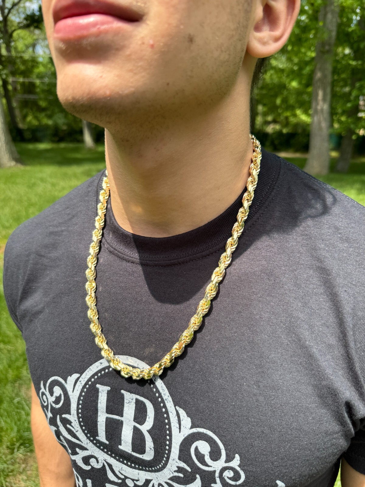 8mm Thick Rope Chain 14k Gold Plated Real Solid 925 Sterling Silver Necklace Big