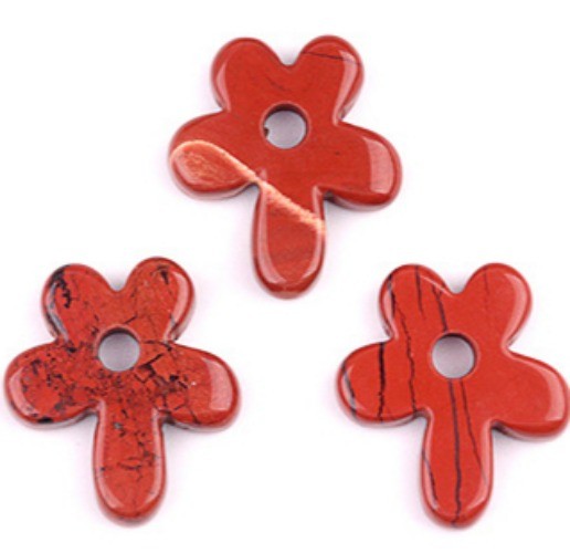 10pcs Natural Red Jasper Stone Hollow Flower Pendant DIY Jewelry Making 31x35mm