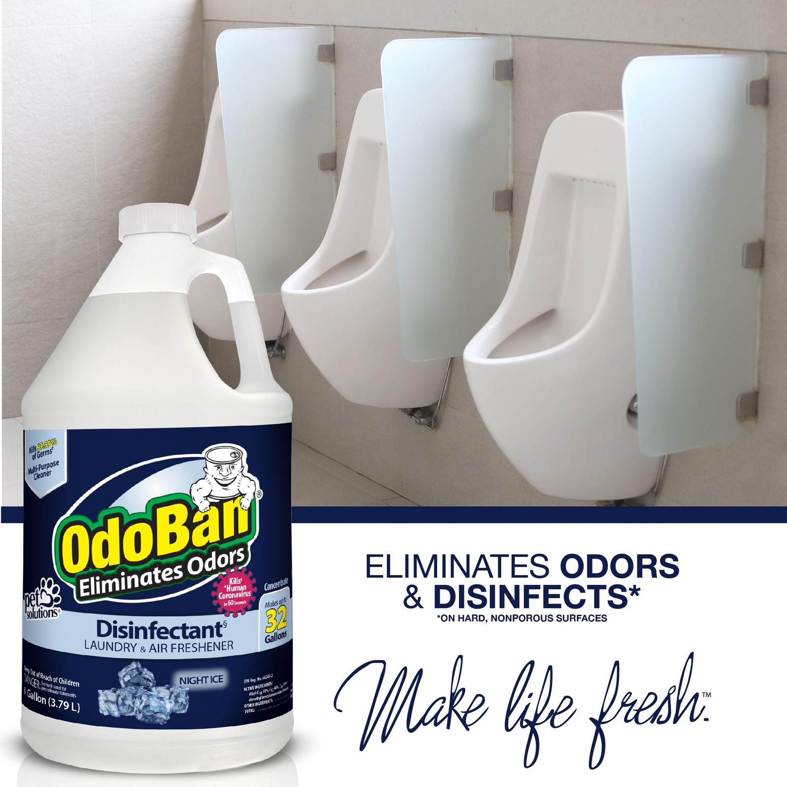 OdoBan Disinfectant Concentrate and Odor 128 Fl Oz (Pack of 2), Clear
