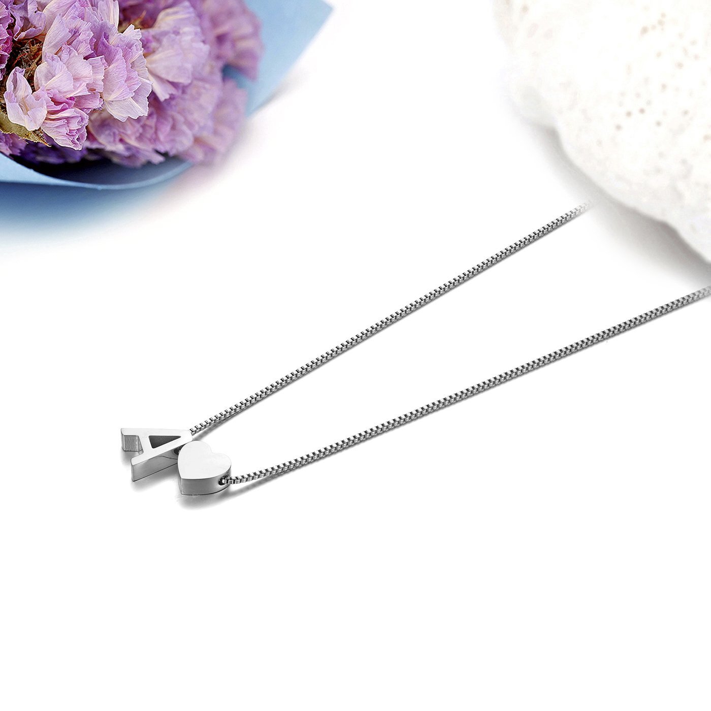 Women Stainless Steel A-Z 26 Glossy Letters Pendant Alphabet Adjustable Necklace